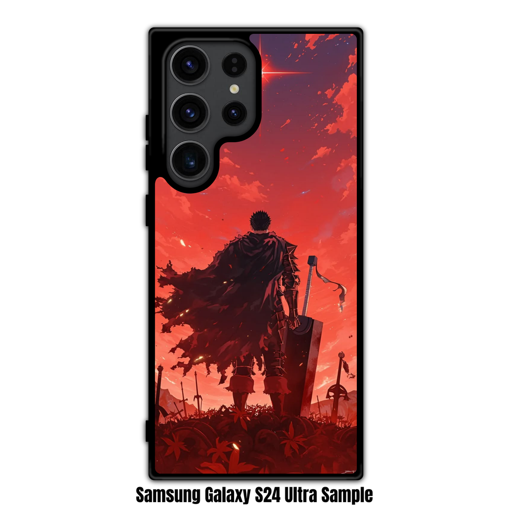 Berserk Guts Phone Case For iPhone Samsung Galaxy Pixel - Guts Standing In A Field Of Swords Under A Crimson Sky