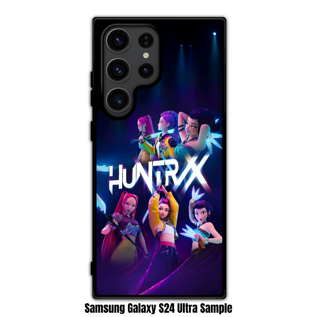 KPop Demon Hunters Phone Case For iPhone Samsung Galaxy Pixel - HUNTRIX Neon Performance Battle Stance Poster