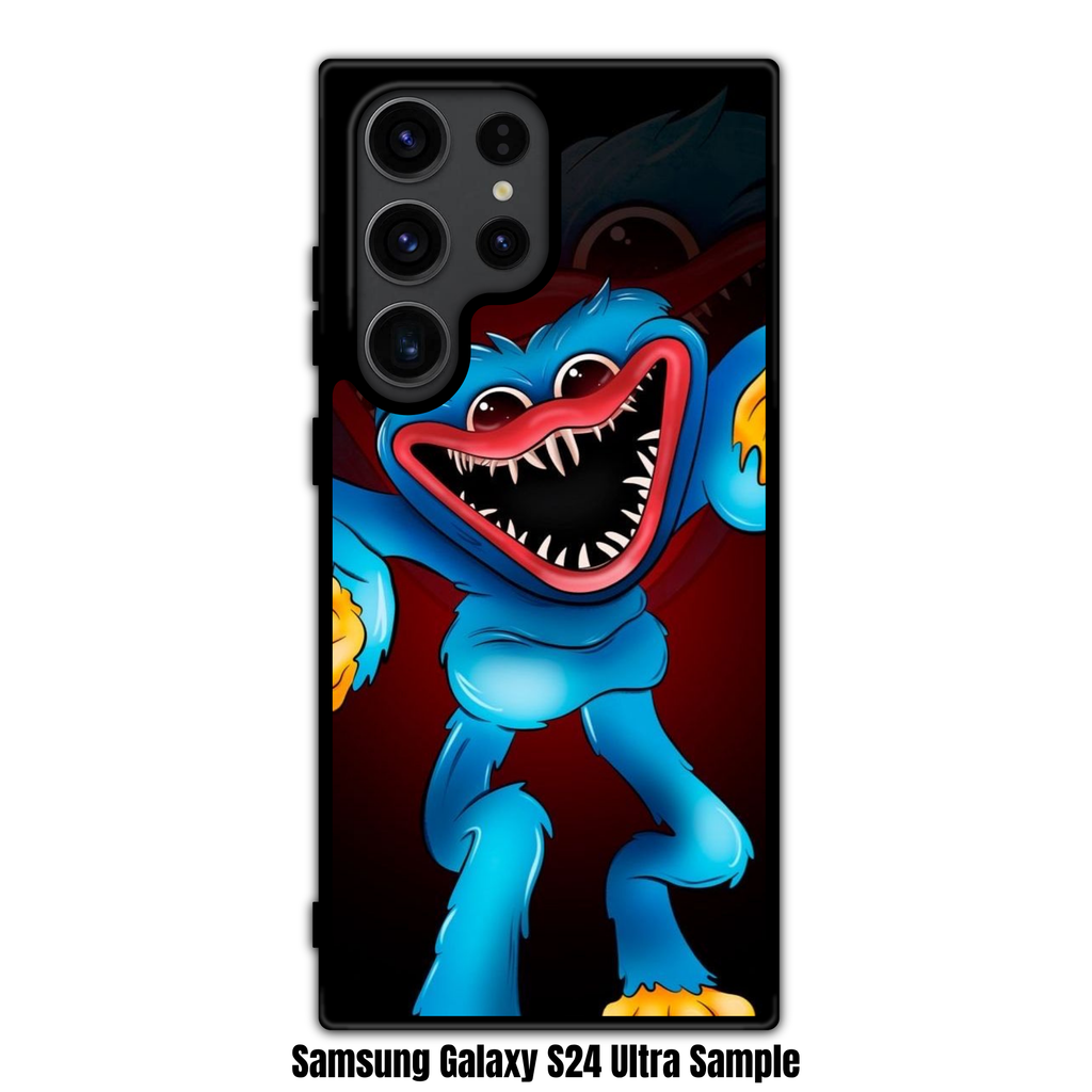 Poppy Playtime Huggy Wuggy Phone Case For iPhone Samsung Galaxy Pixel - Huggy Wuggy And Large Grinning Silhouette Background