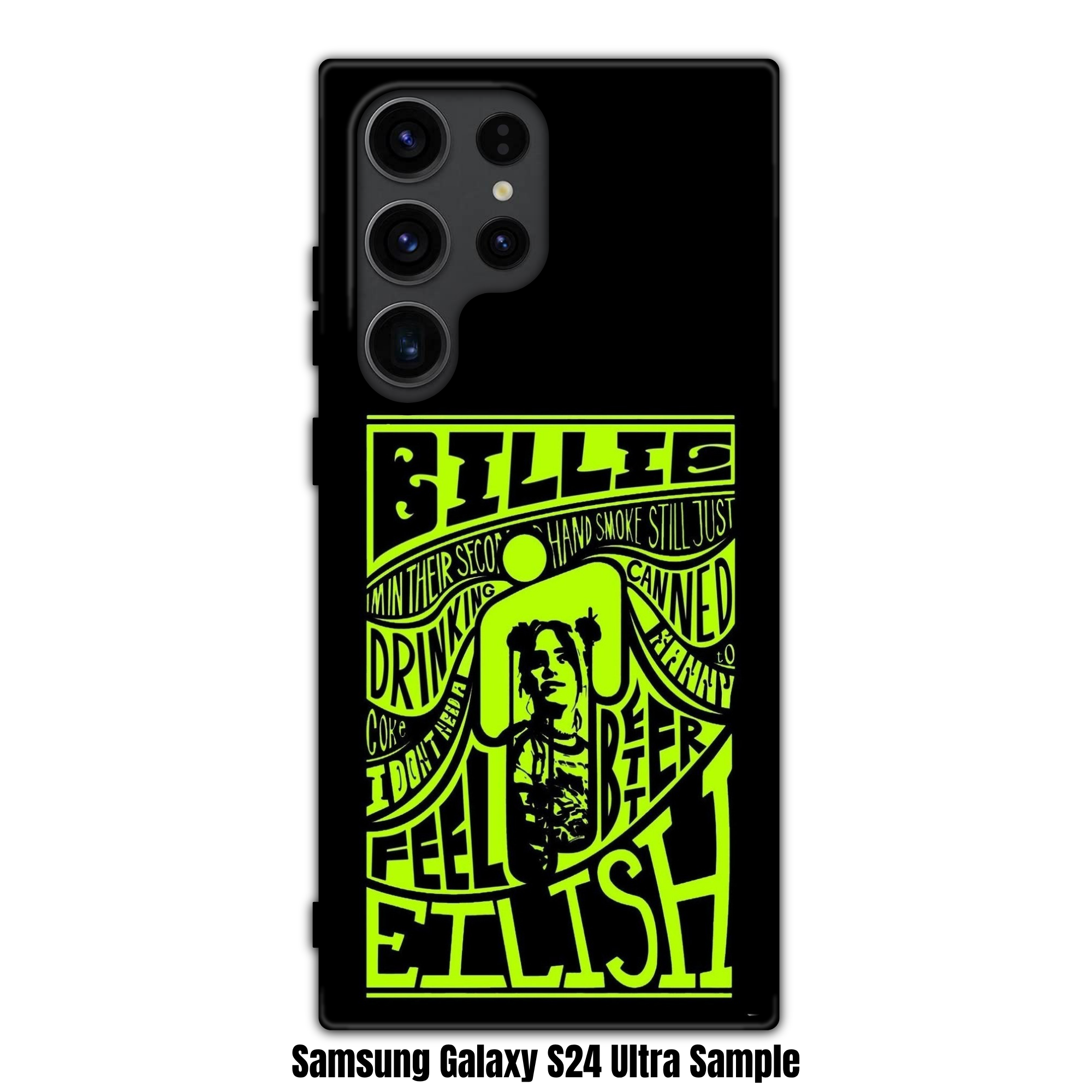 Billie Eilish Phone Case For iPhone Samsung Galaxy Pixel - Billie Eilish Psychedelic Lyric Poster Graphic On Black Background