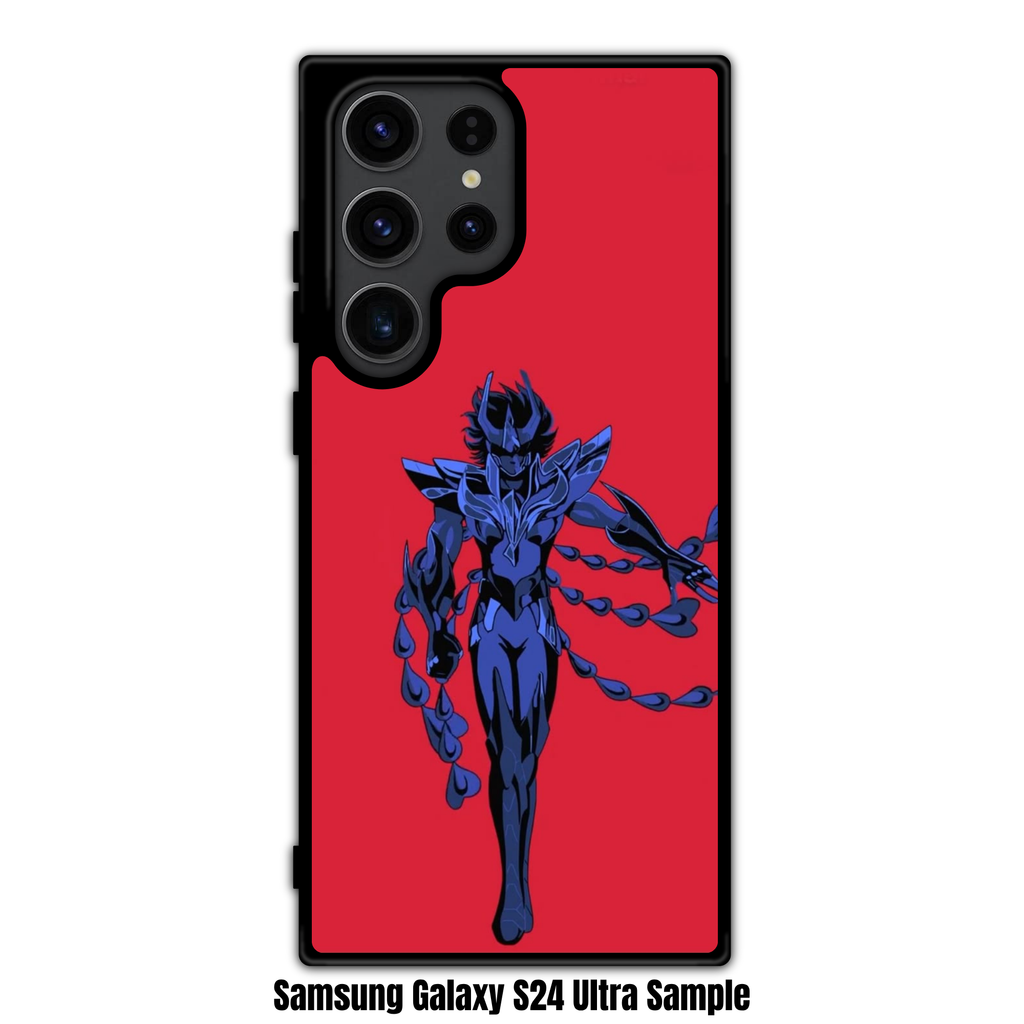 Saint Seiya Knights Of The Zodiac Phoenix Ikki Phone Case For iPhone Samsung Galaxy Pixel - Phoenix Ikki In Purple Armor On Red Background