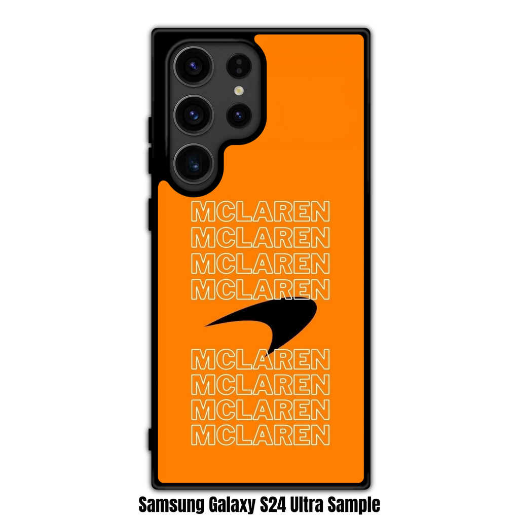 F1 Formula 1 McLaren Phone Case For iPhone Samsung Galaxy Pixel - McLaren Logo And Wordmark Pattern On Orange Background