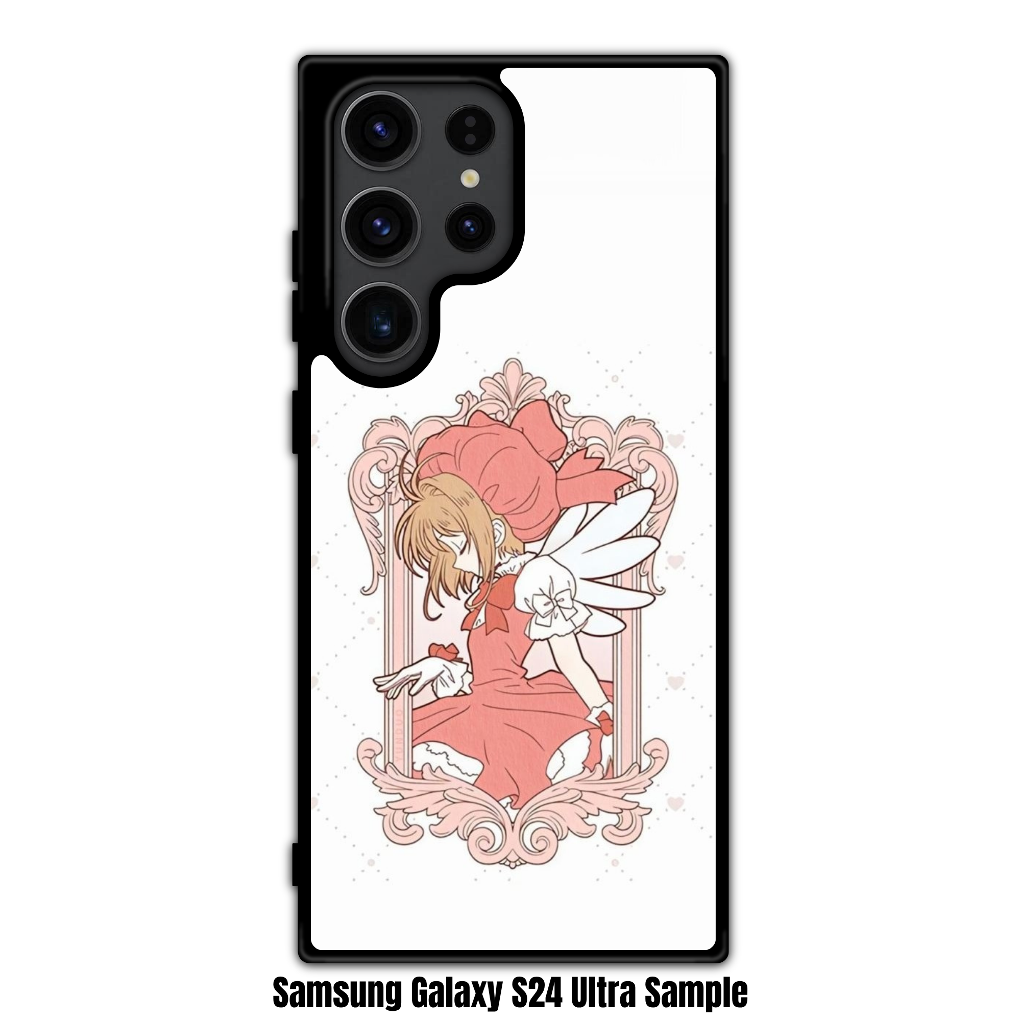Cardcaptor Sakura Phone Case For iPhone Samsung Galaxy Pixel - Sakura Kinomoto Inside An Ornate Pink Frame On A Dotted White Background