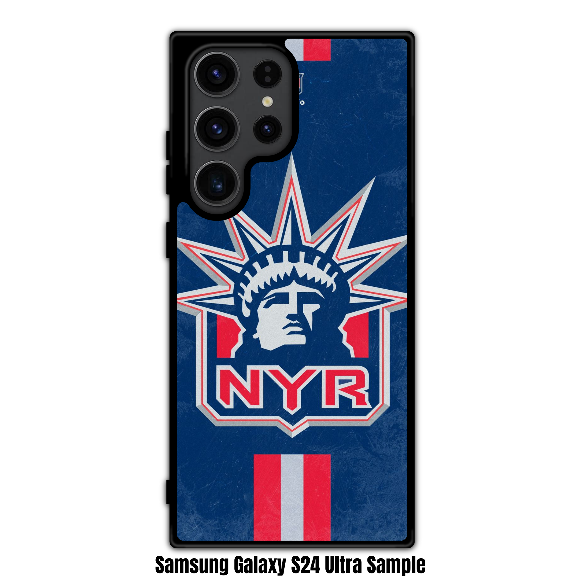 NHL New York Rangers Phone Case For iPhone Samsung Galaxy Pixel - New York Rangers Lady Liberty Logo On Striped Blue Background