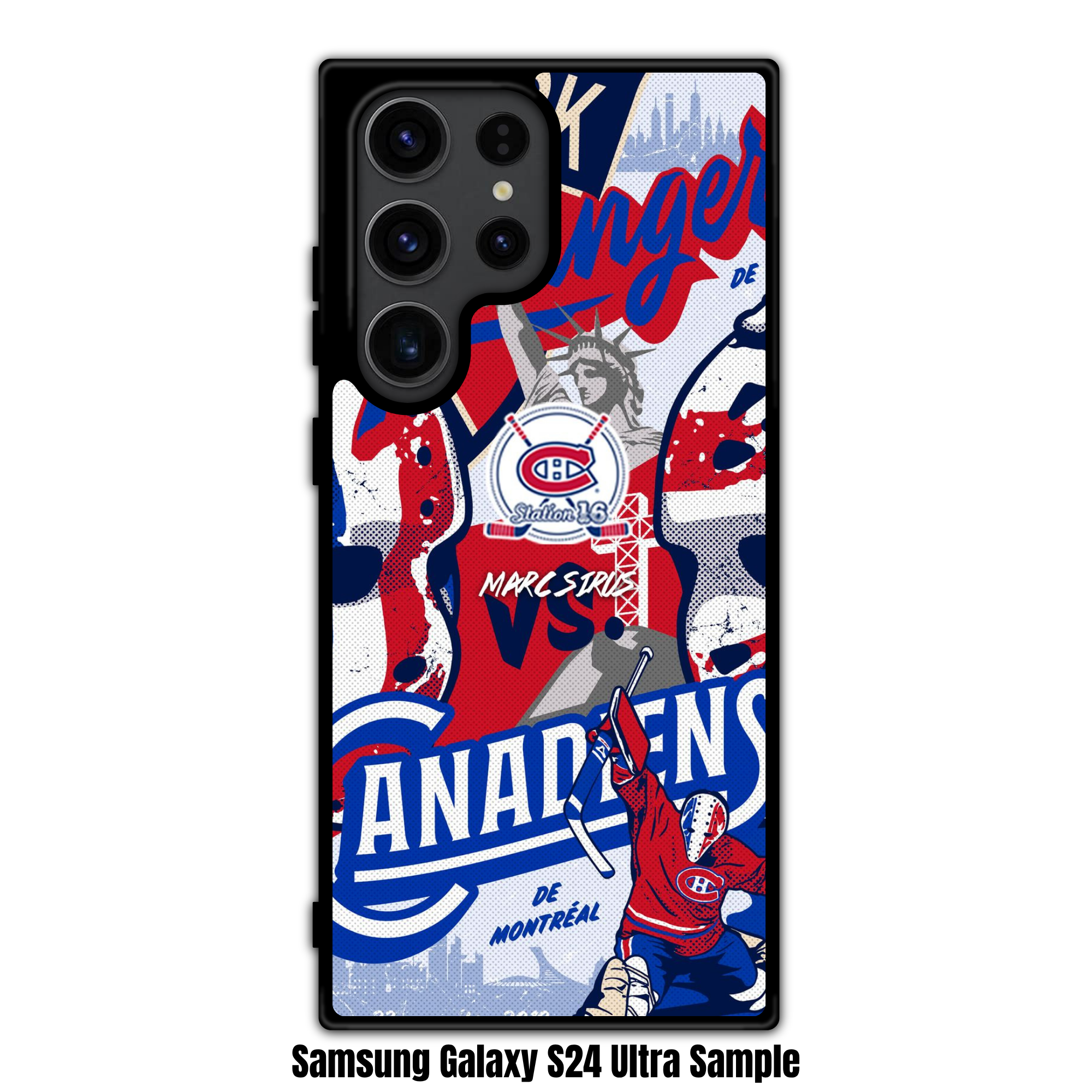 NHL Montreal Canadiens Phone Case For iPhone Samsung Galaxy Pixel - New York Rangers And Montreal Canadiens Statue Of Liberty Collage