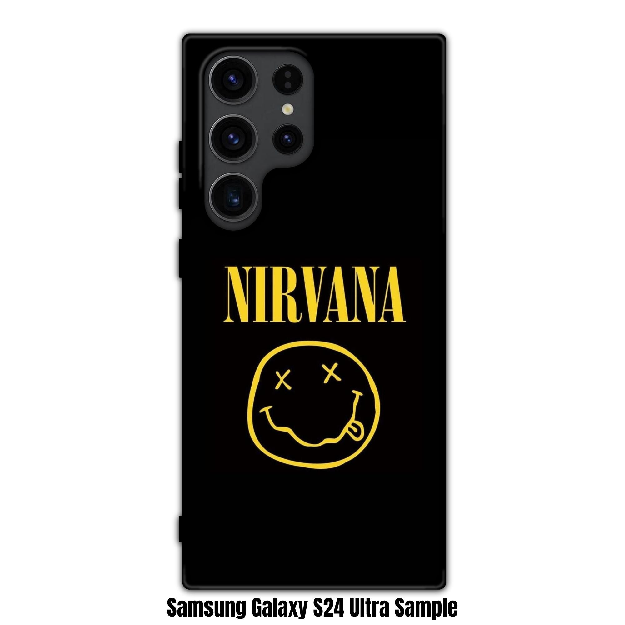 Nirvana Phone Case For iPhone Samsung Galaxy Pixel - Nirvana Iconic Smiley Face Logo In Black Background