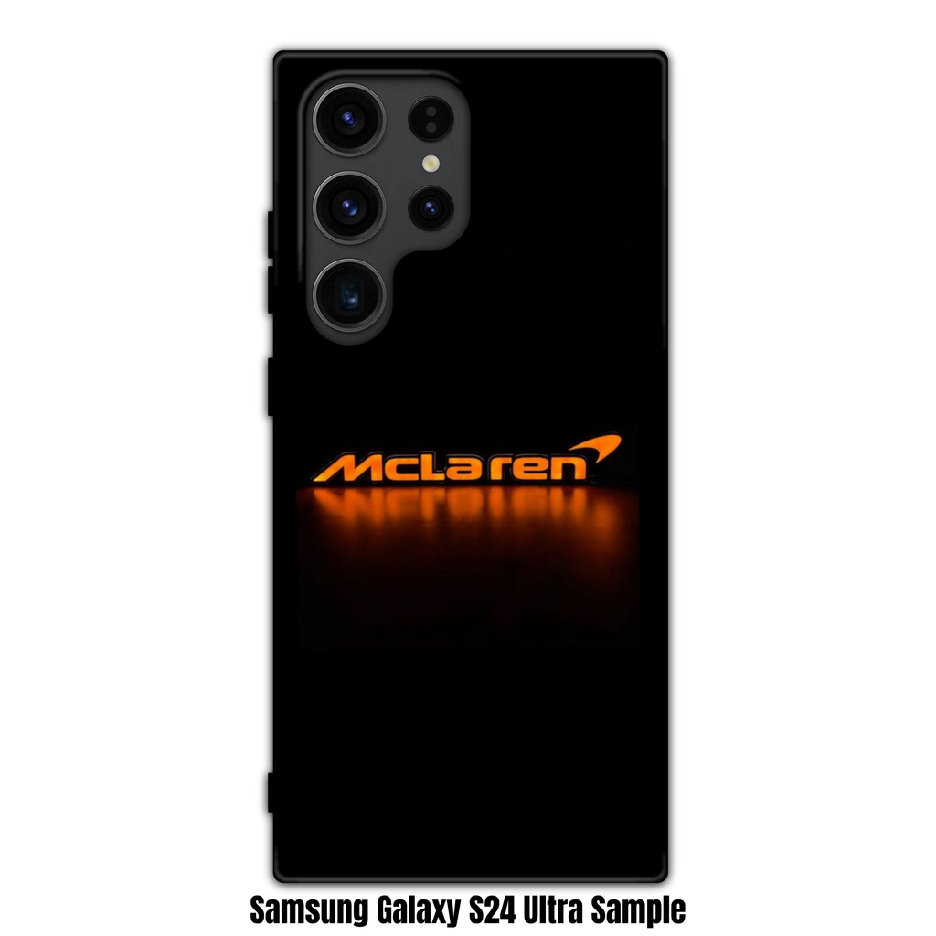 F1 Formula 1 McLaren Phone Case For iPhone Samsung Galaxy Pixel - McLaren Logo And Reflection On Black Background