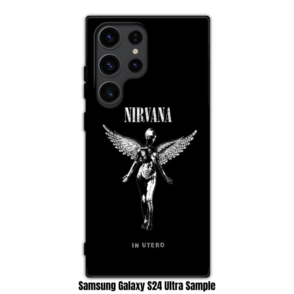 Nirvana Phone Case For iPhone Samsung Galaxy Pixel - Nirvana In Utero Album Angel Graphic In Black Background