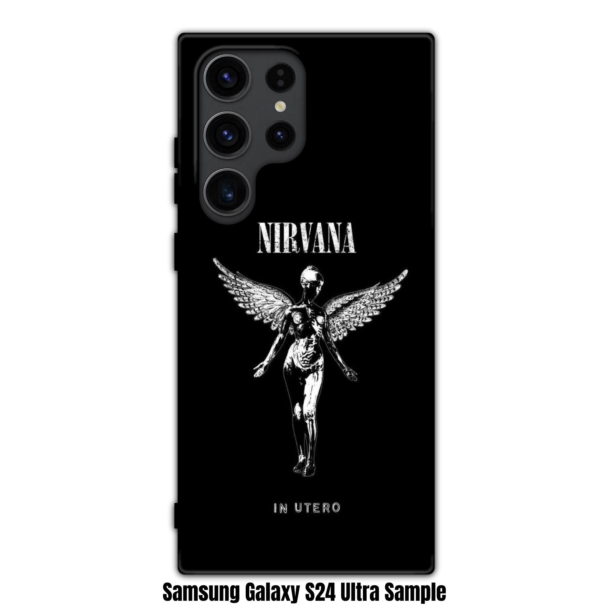 Nirvana Phone Case For iPhone Samsung Galaxy Pixel - Nirvana In Utero Album Angel Graphic In Black Background