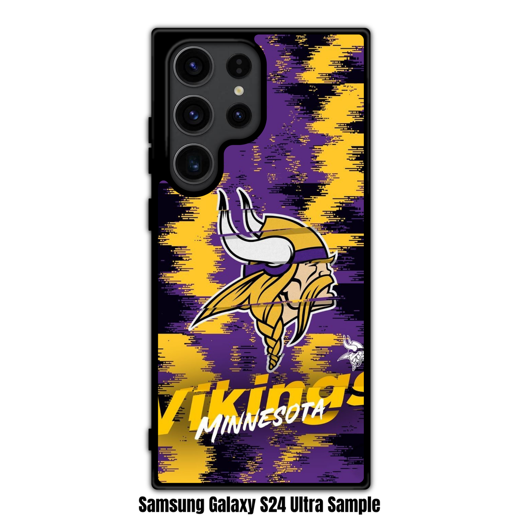 NFL Minnesota Vikings Phone Case For iPhone Samsung Galaxy Pixel - Minnesota Vikings Logo And Wordmark On Pixelated Textured Background