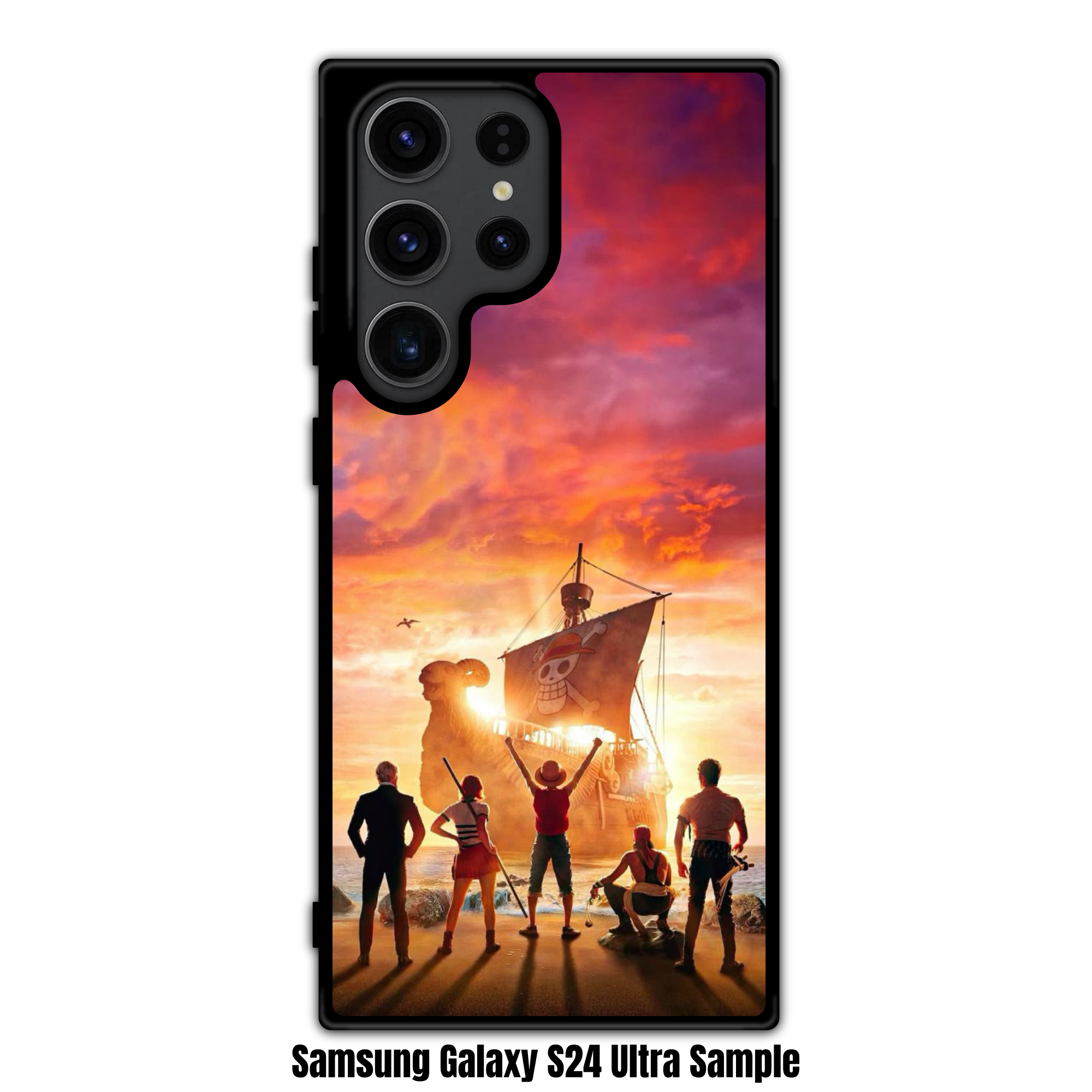 One Piece Live Action Phone Case For iPhone Samsung Galaxy Pixel - One Piece Straw Hat Pirates Full Crew Sunset Beach Poster