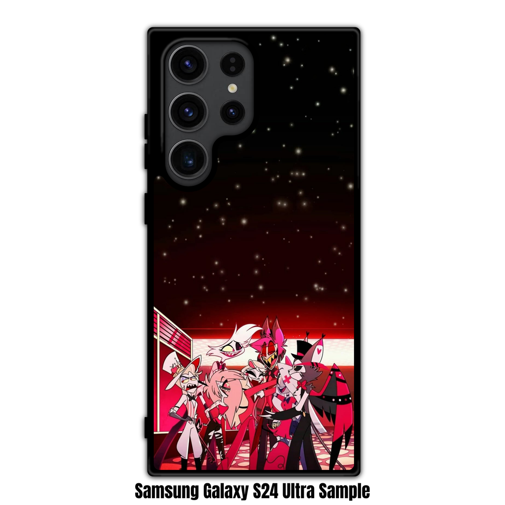 Hazbin Hotel Phone Case For iPhone Samsung Galaxy Pixel - Hazbin Hotel Cast Group Hug Under Starry Night Sky Background
