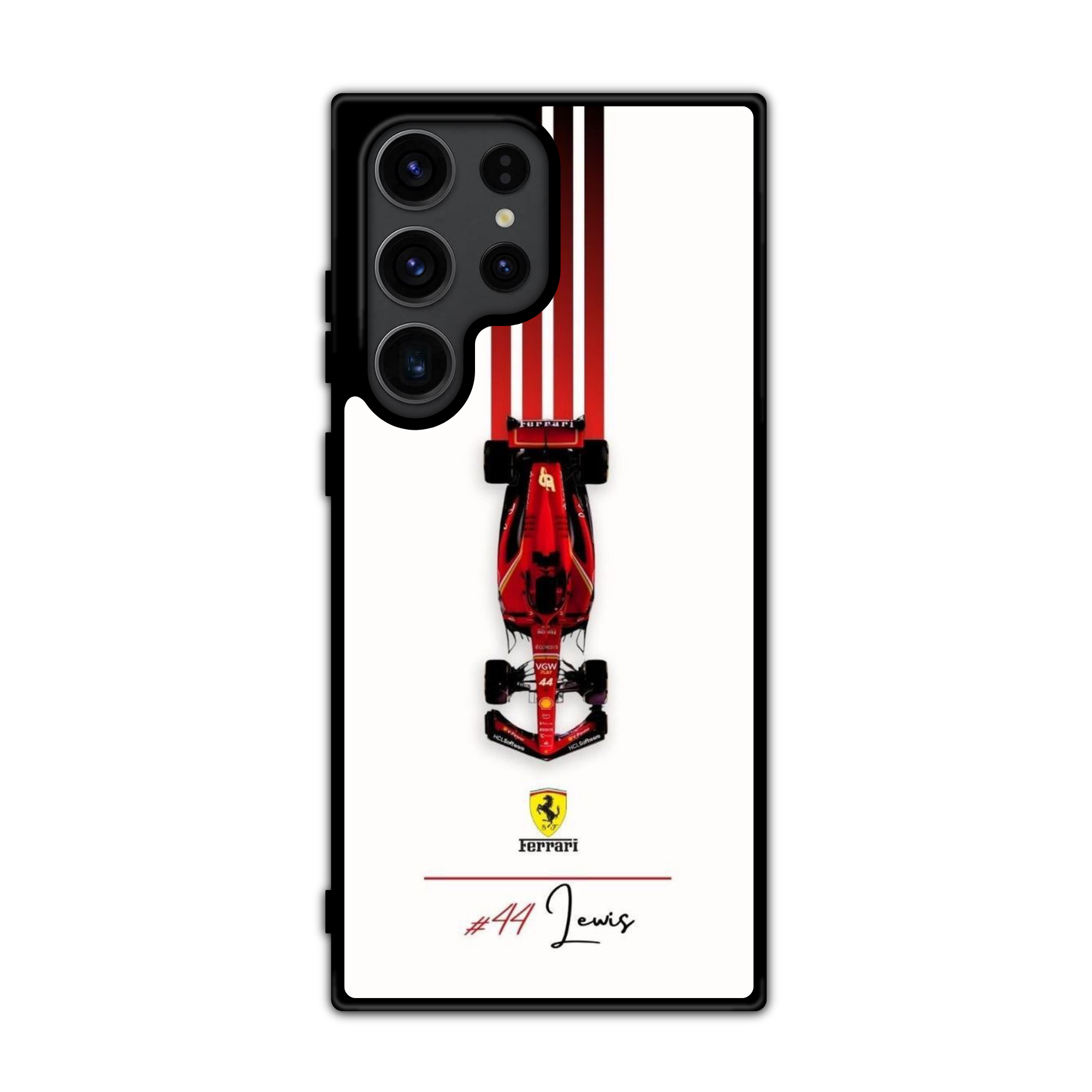 F1 Formula 1 Ferrari Phone Case For iPhone Samsung Galaxy Pixel - 44 Lewis Hamilton Race Car On White Background