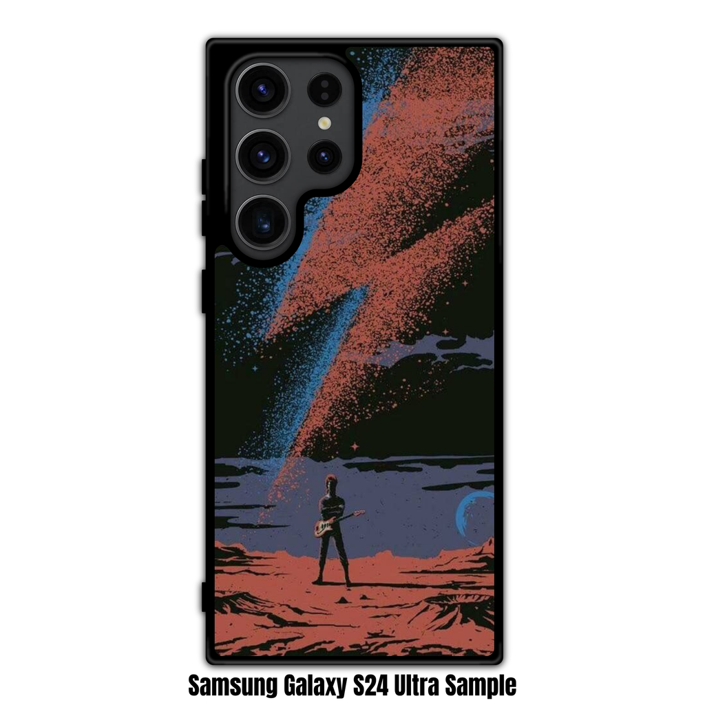 David Bowie Phone Case For iPhone Samsung Galaxy Pixel - David Bowie Starman Ziggy Stardust Illustration On Martian Landscape Background