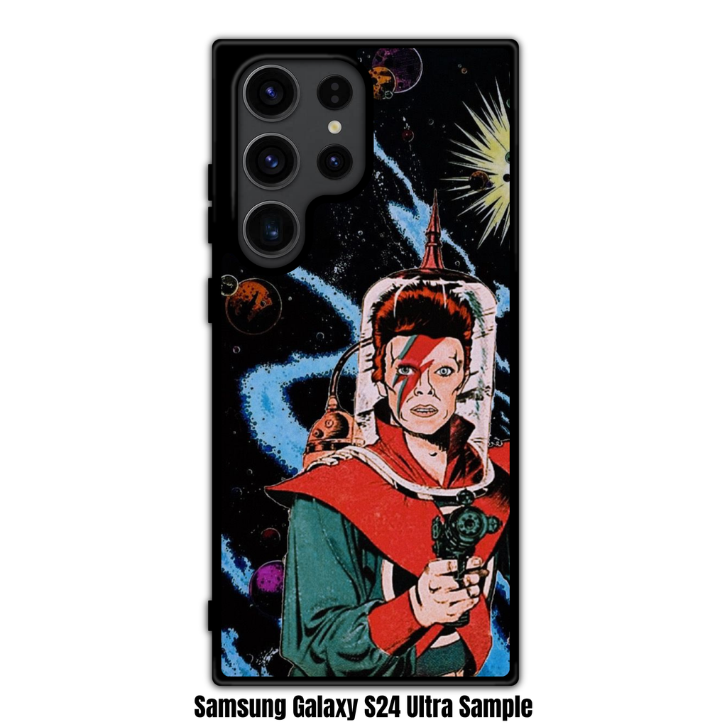 David Bowie Phone Case For iPhone Samsung Galaxy Pixel - David Bowie Ziggy Stardust Space Traveler Comic Art On Space Background