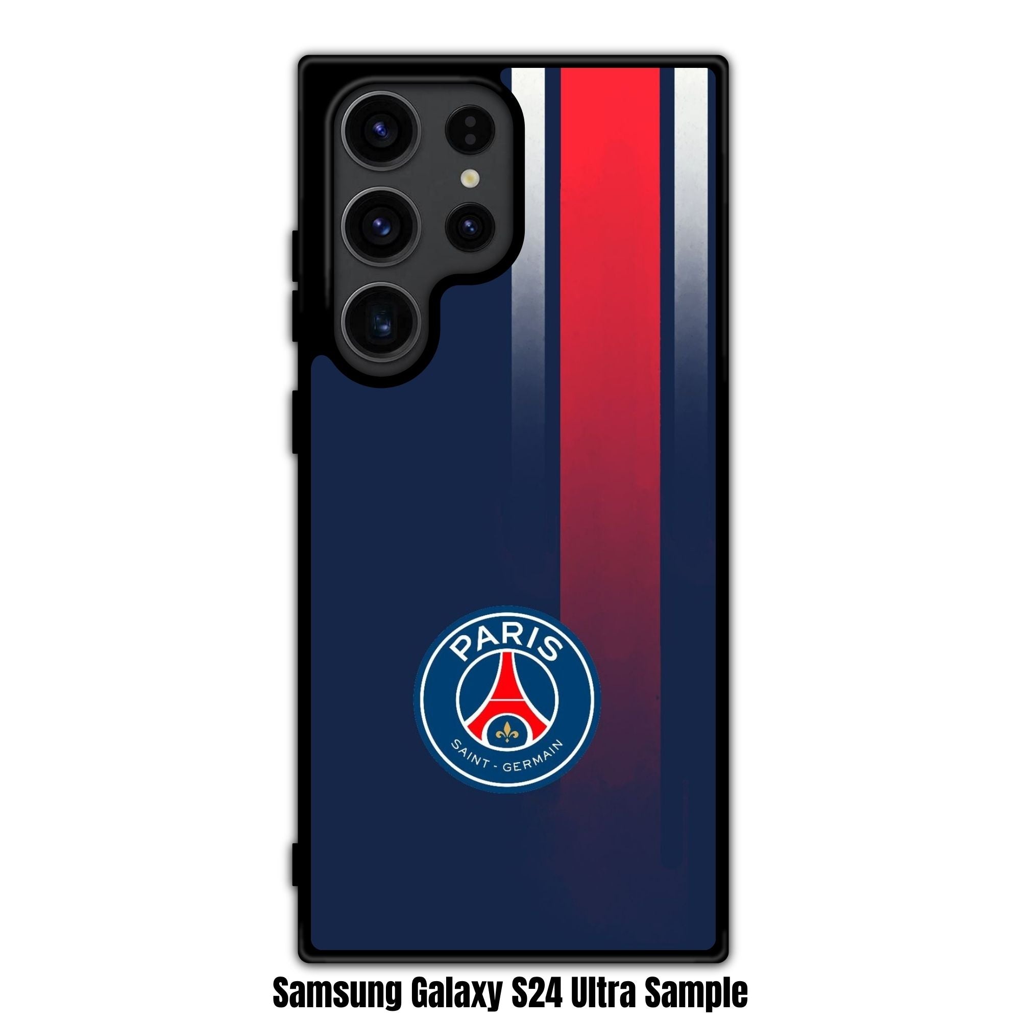 Paris Saint Germain FC Phone Case For iPhone Samsung Galaxy Pixel - Paris Saint Germain FC Logo With Off Center Vertical Red Stripe On Blue Background
