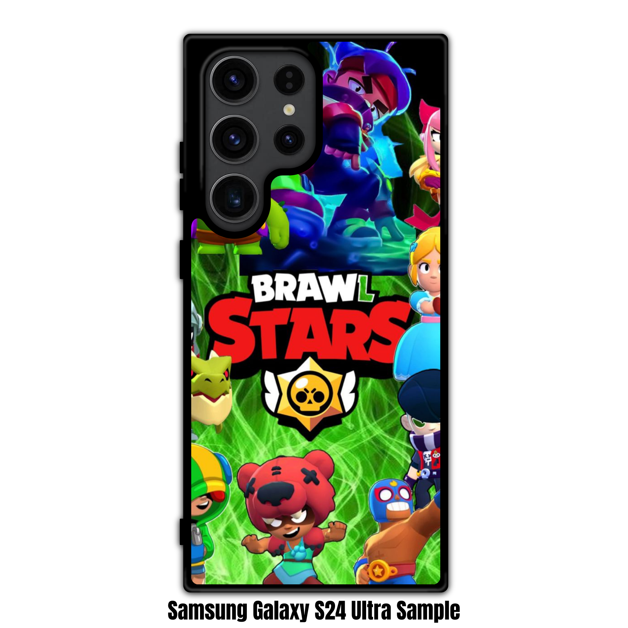 Brawl Stars Phone Case For iPhone Samsung Galaxy Pixel - Brawl Stars Logo And Brawlers Collage On Green Smoke Background