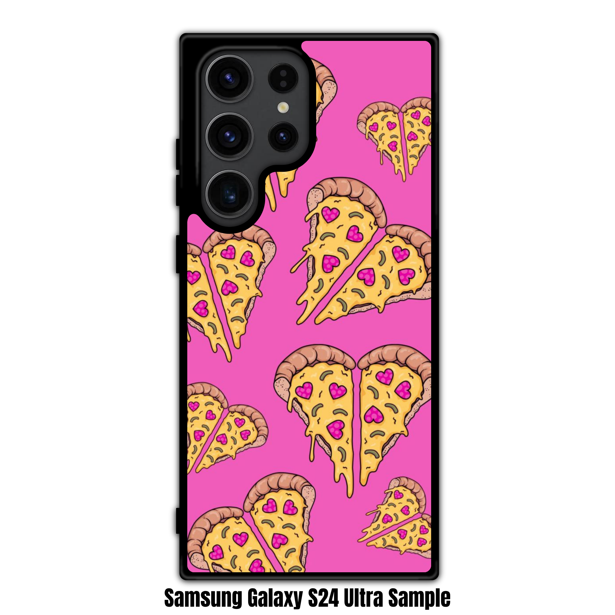 Pizza Pattern Phone Case For iPhone Samsung Galaxy Pixel - Cute Pink Heart Pepperoni Pizza Pattern In Pink Background