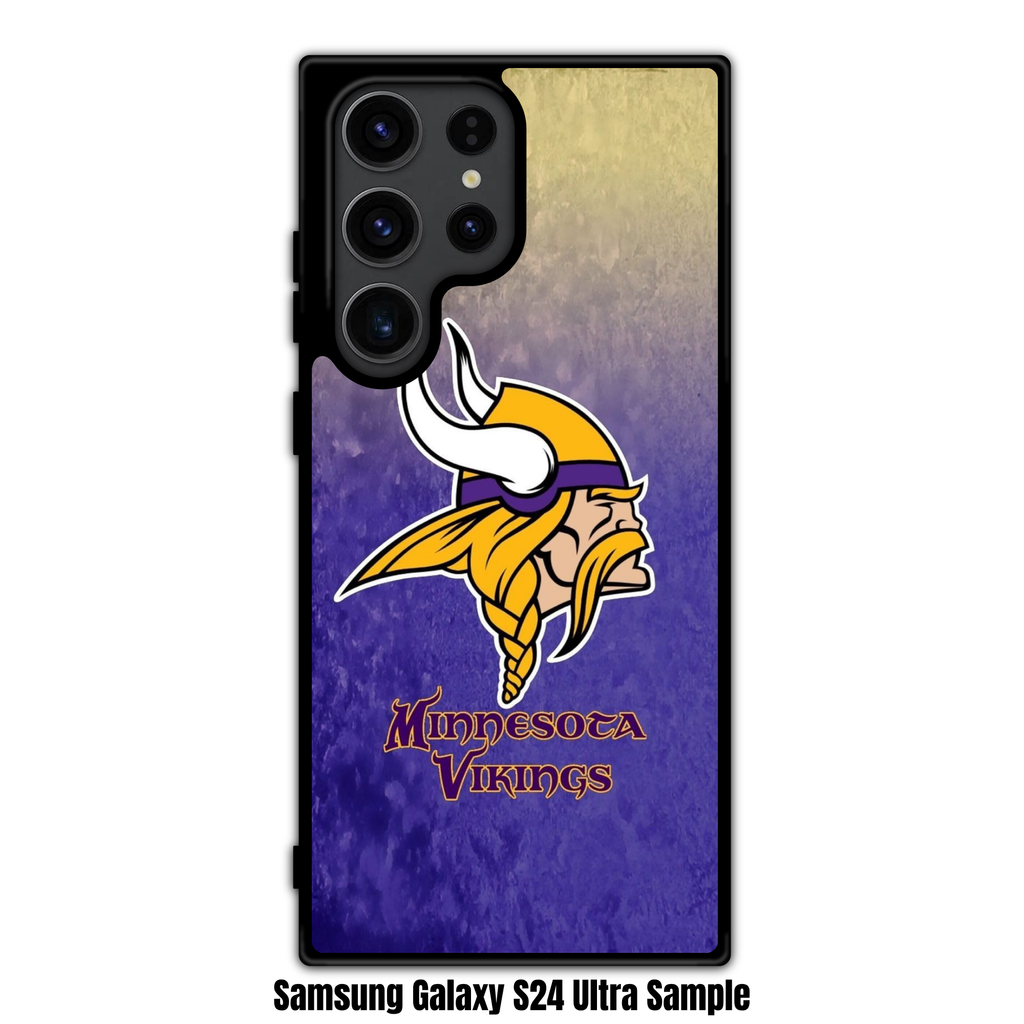 NFL Minnesota Vikings Phone Case For iPhone Samsung Galaxy Pixel - Minnesota Vikings Logo And Wordmark On Purple And Yellow Distressed Background