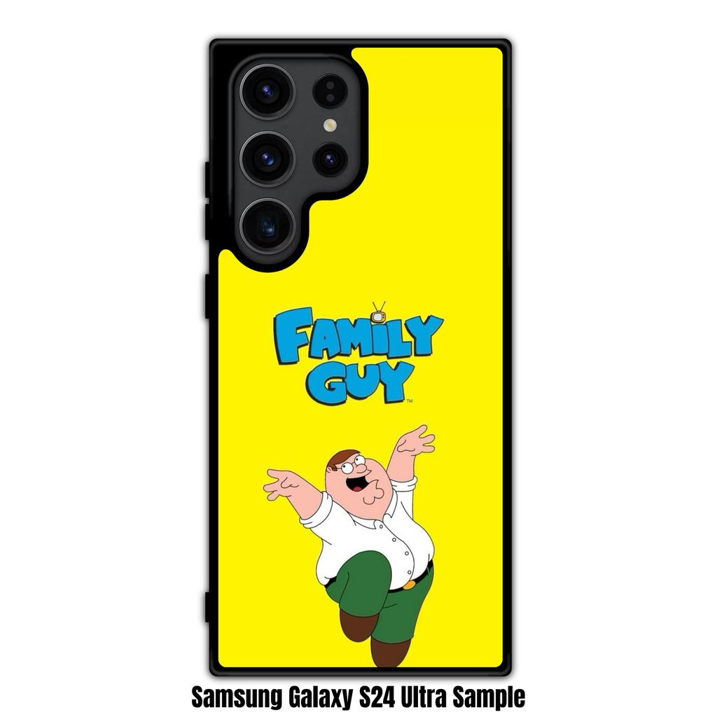 Family Guy Peter Griffin Phone Case For iPhone Samsung Galaxy Pixel - Peter Griffin And Family Guy Logo On Yellow Background