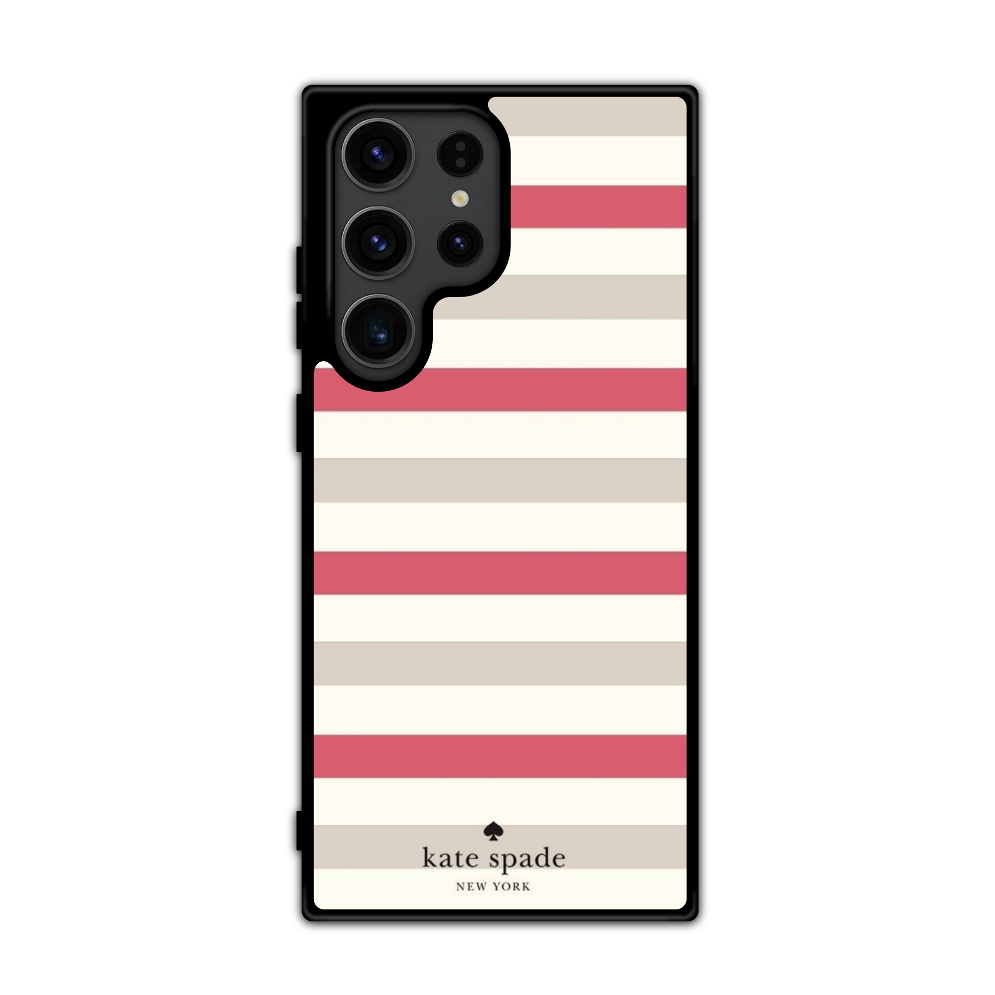 Kate Spade Phone Case For iPhone Samsung Galaxy Pixel - Kate Spade Pink And Cream Stripes Pattern