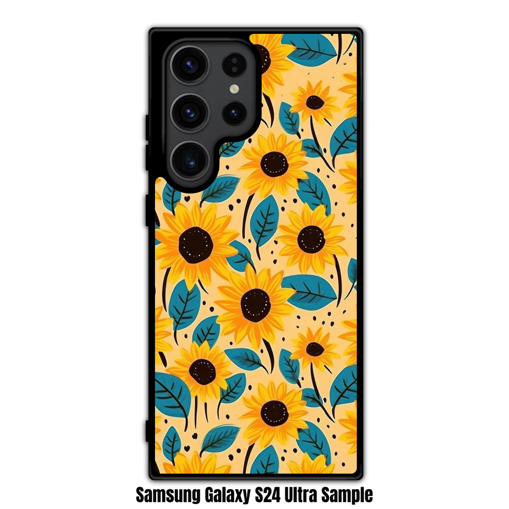Floral Pattern Phone Case For iPhone Samsung Galaxy Pixel - Cute Bright Illustrated Sunflower Pattern