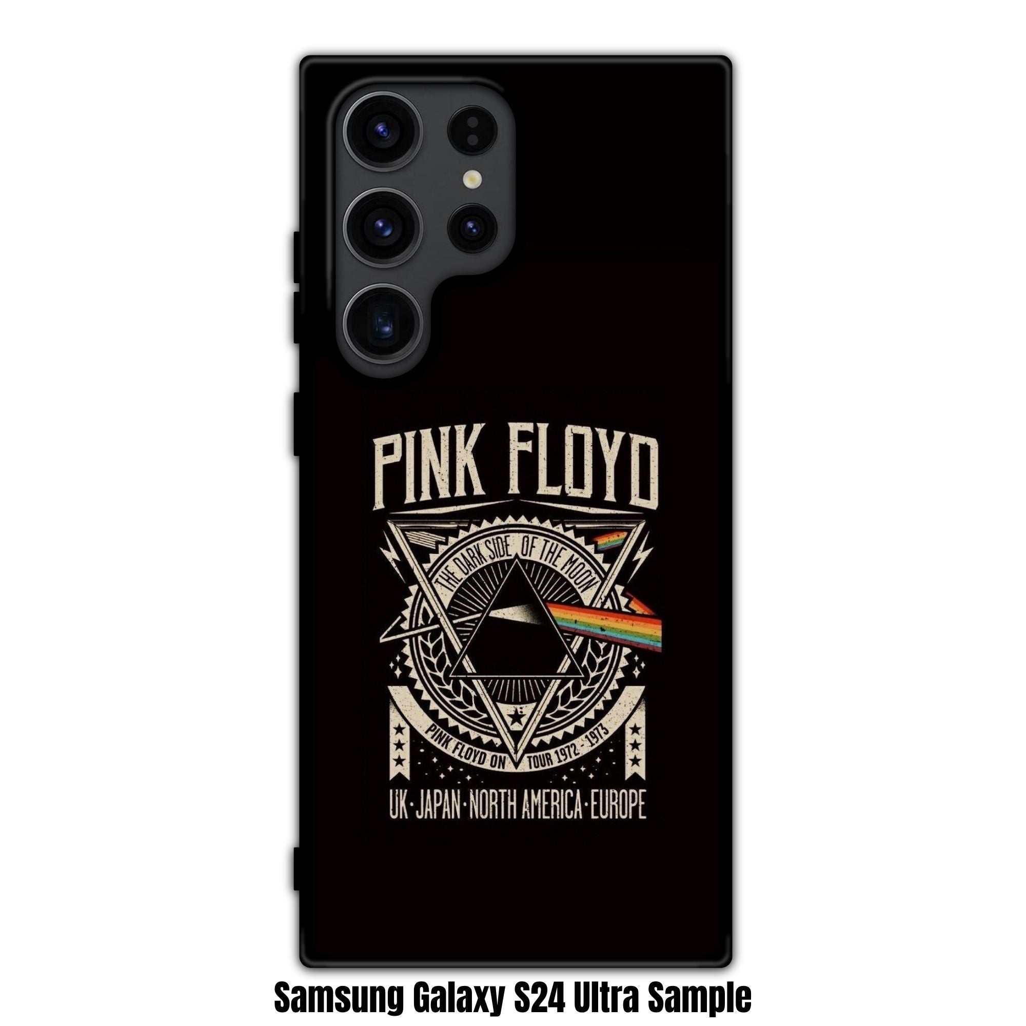 Pink Floyd Phone Case For iPhone Samsung Galaxy Pixel - Pink Floyd The Dark Side Of The Moon Tour Graphic Poster In Black Background