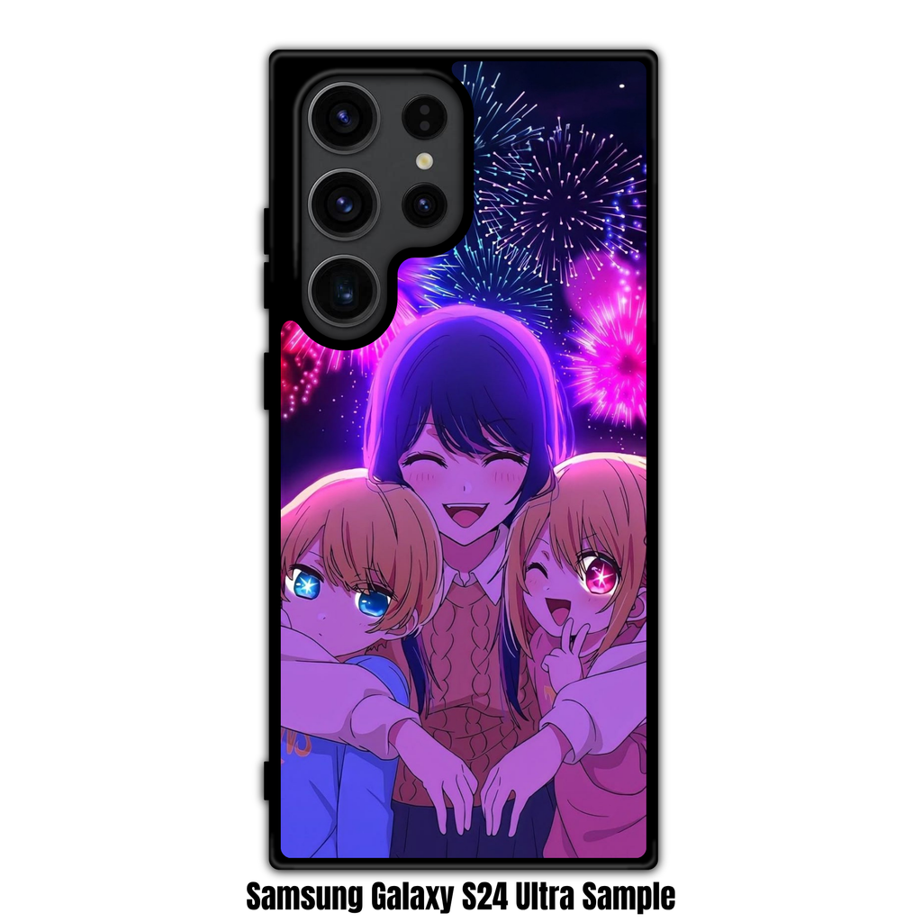 Oshi No Ko Phone Case For iPhone Samsung Galaxy Pixel - The Hoshino Family Hugging In Front Of Fireworks