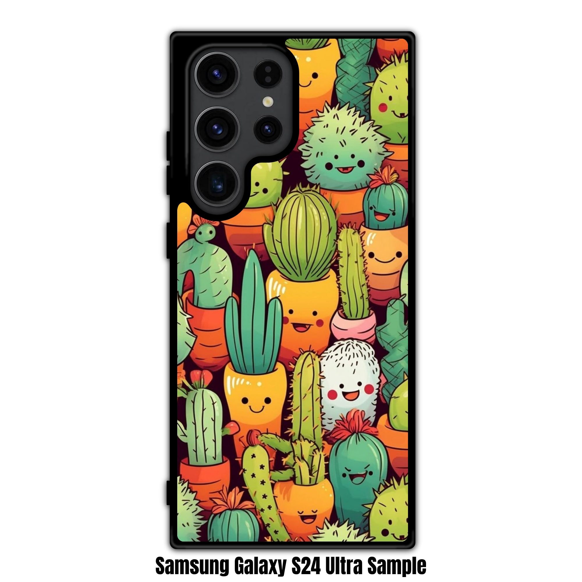 Floral Pattern Phone Case For iPhone Samsung Galaxy Pixel - Cute Smiling Cactus Doodle Character Pattern