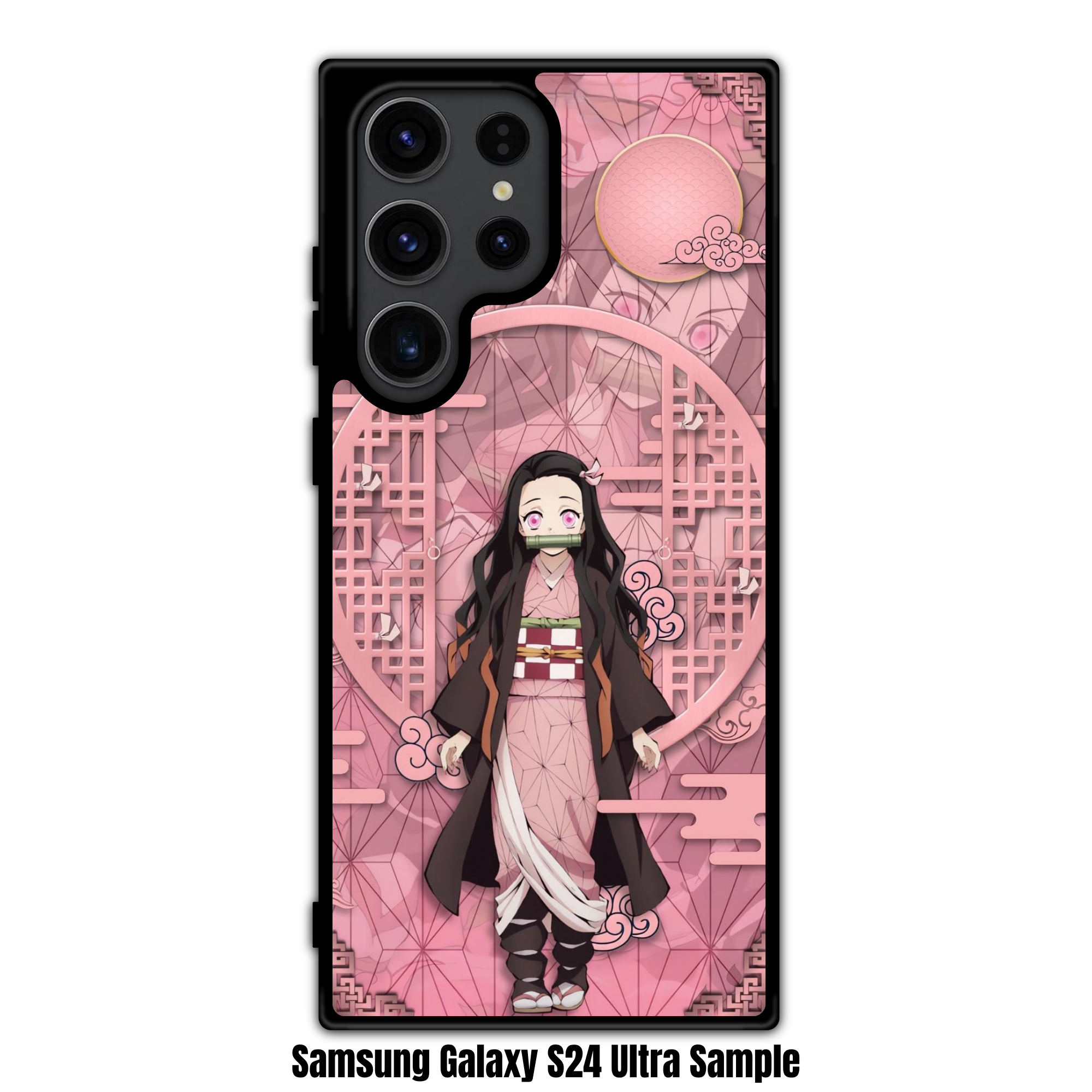 Demon Slayer Nezuko Phone Case For iPhone Samsung Galaxy Pixel - Nezuko Kamado Pink Asanoha Pattern Aesthetic Poster