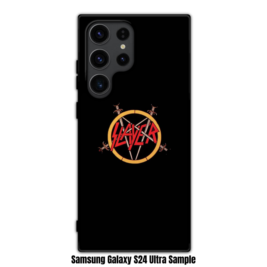 Slayer Phone Case For iPhone Samsung Galaxy Pixel - Slayer Pentagram And Swords Logo On Black Background