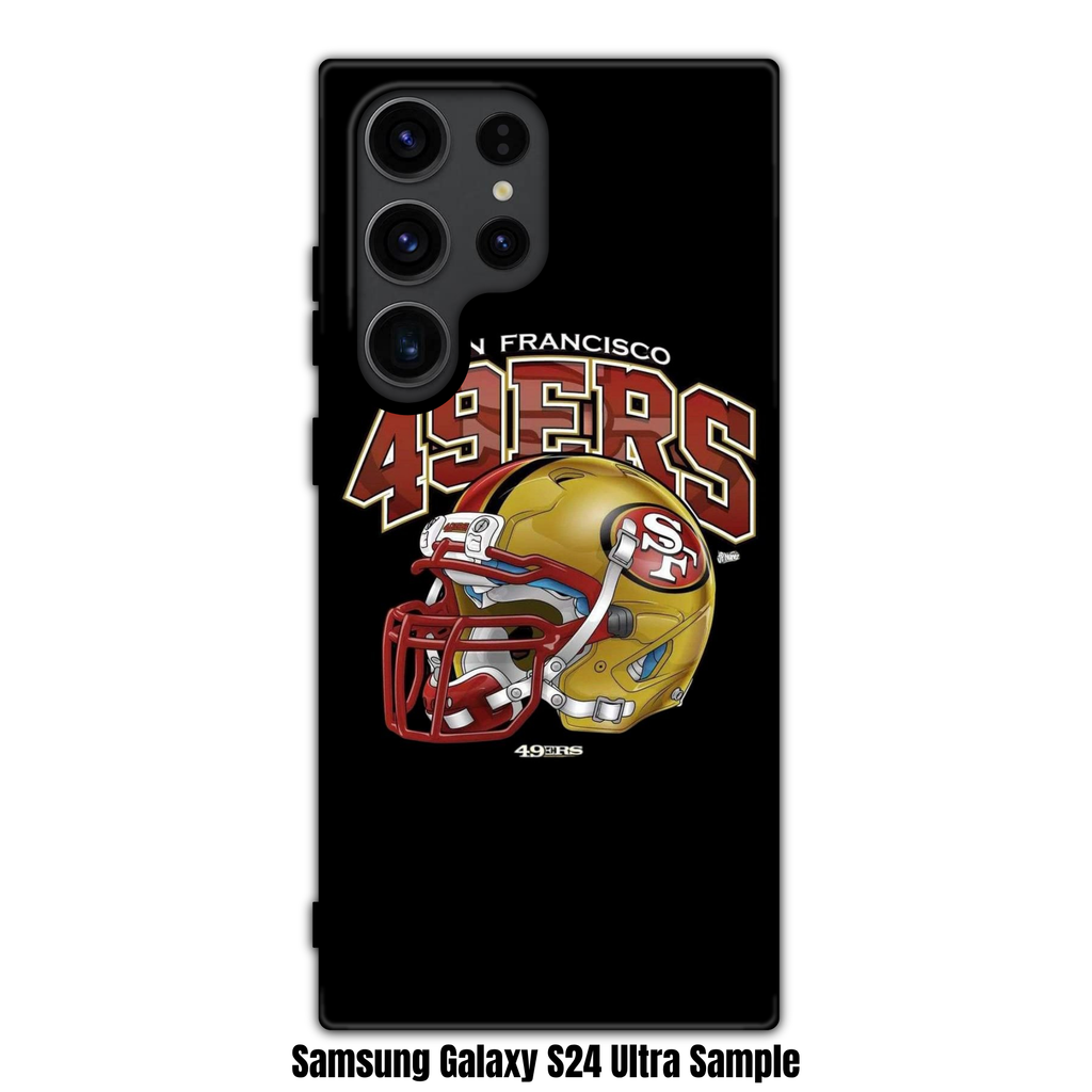 NFL San Francisco 49ers Phone Case For iPhone Samsung Galaxy Pixel - San Francisco 49ers Helmet and Wordmark on Black Background