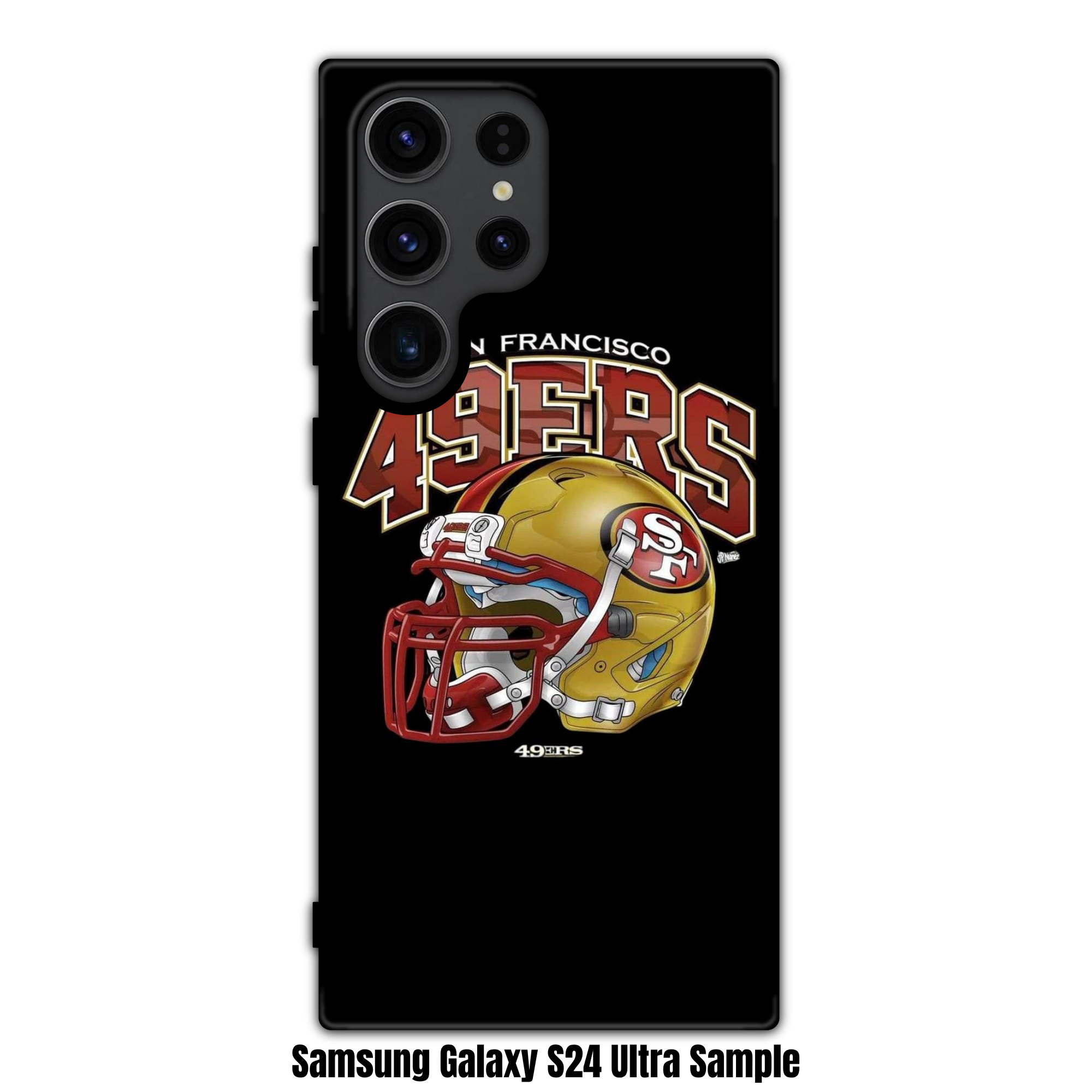 NFL San Francisco 49ers Phone Case For iPhone Samsung Galaxy Pixel - San Francisco 49ers Helmet and Wordmark on Black Background