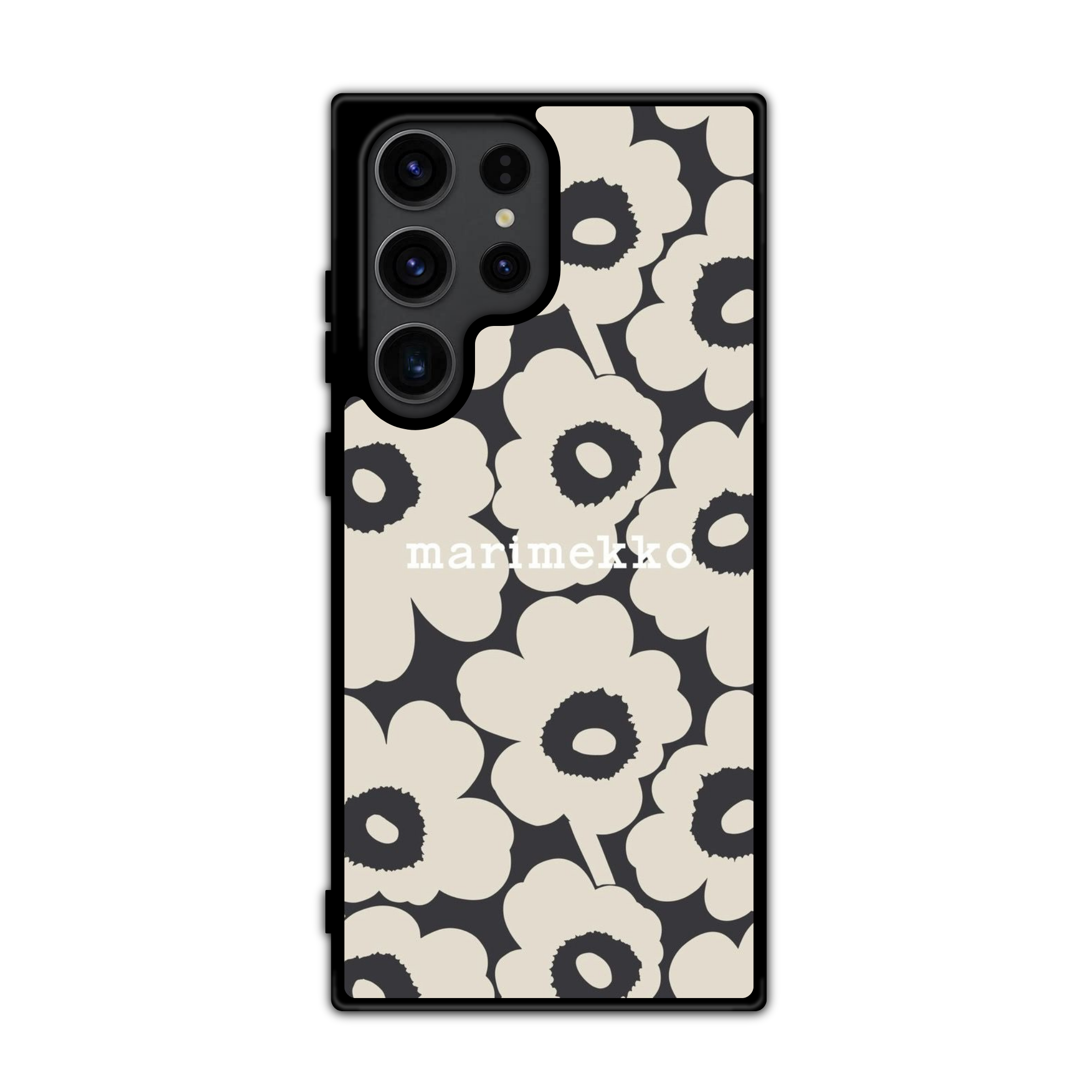 Marimekko Phone Case For iPhone Samsung Galaxy Pixel - Marimekko Unikko Black And Sand Pattern