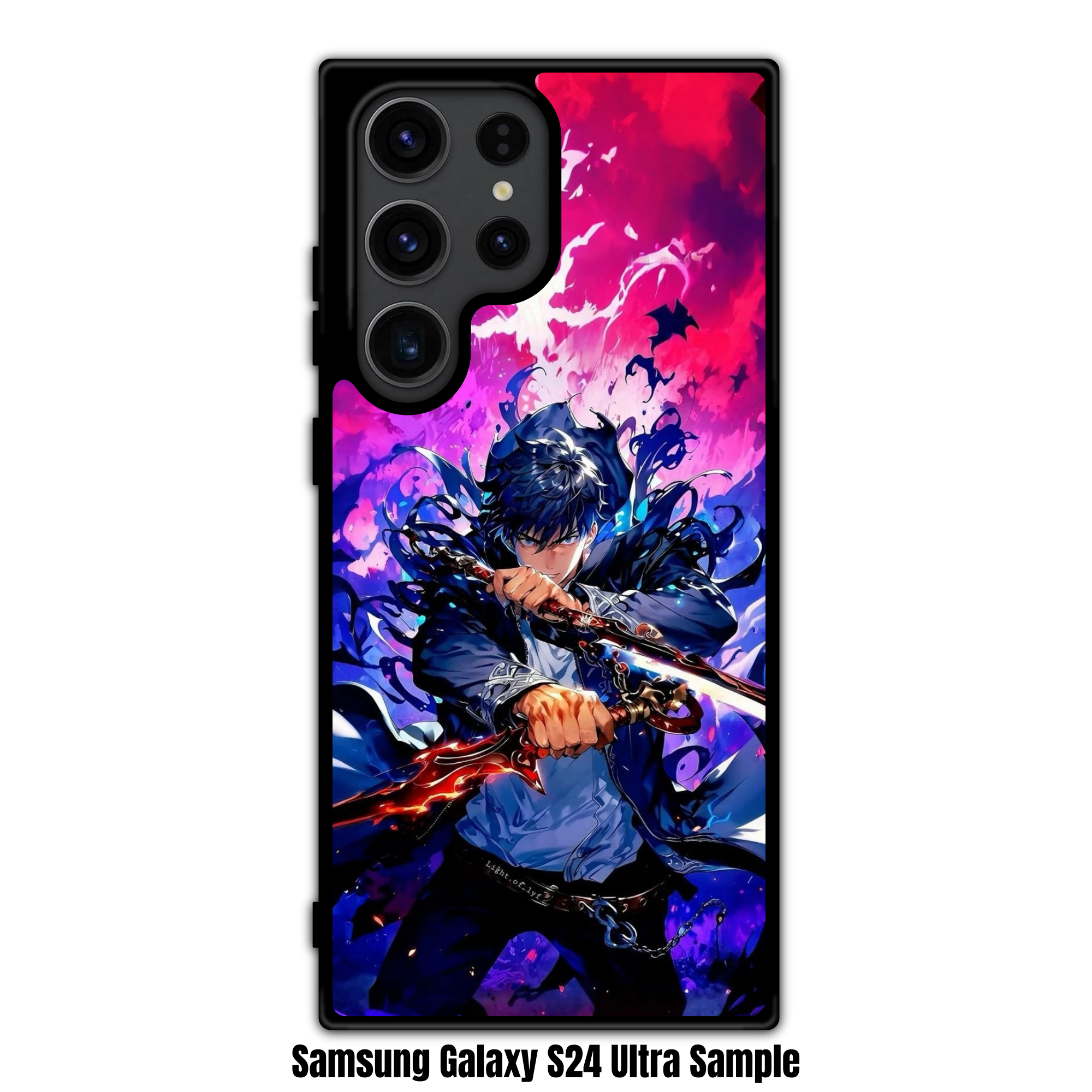 Solo Leveling Sung Jin woo Phone Case For iPhone Samsung Galaxy Pixel - Sung Jin woo Holding Red and Blue Daggers On Pink and Purple Background