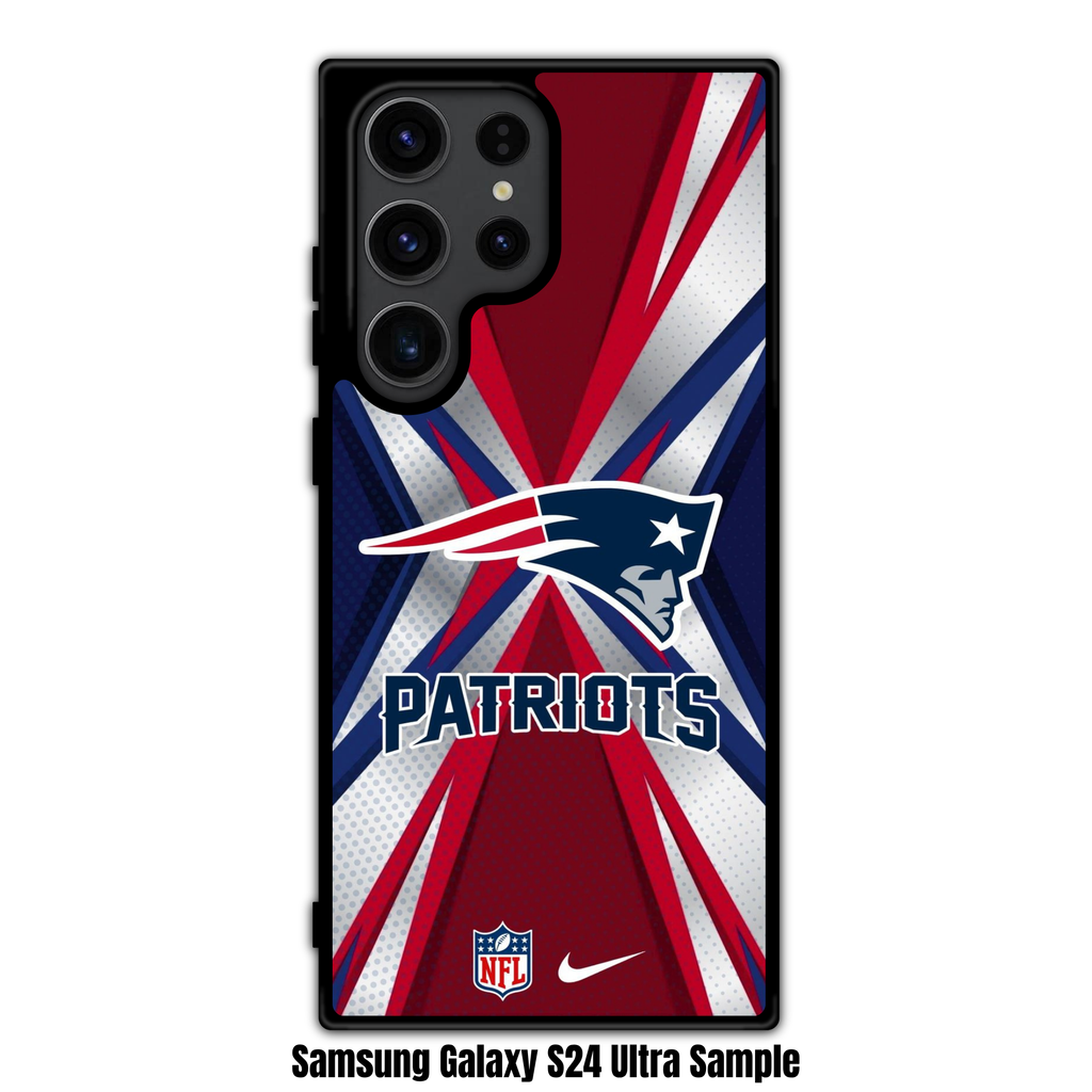 NFL New England Patriots Phone Case For iPhone Samsung Galaxy Pixel - New England Patriots Logo And Wordmark On Red And Blue Mesh Background