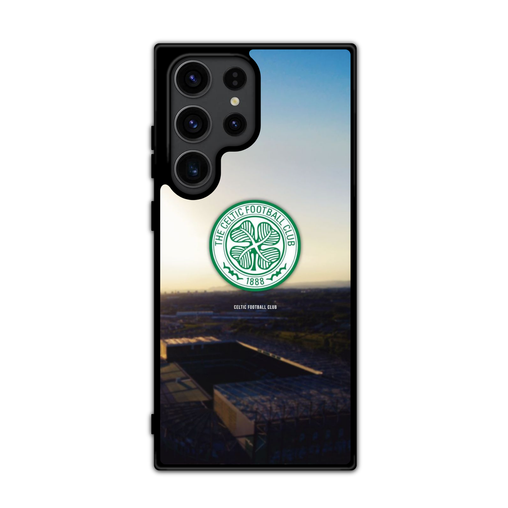 Celtic FC Phone Case For iPhone Samsung Galaxy Pixel - Celtic FC Crest On Golden Hour Stadium Background