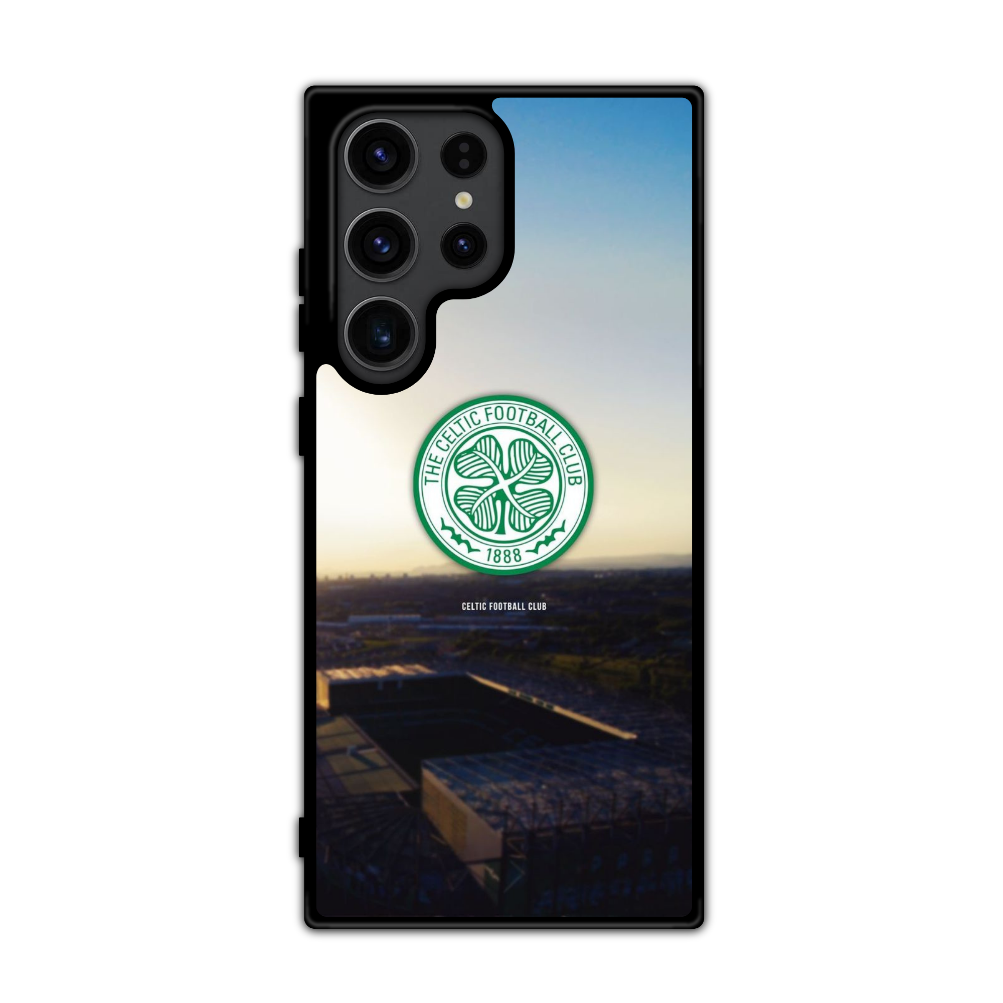 Celtic FC Phone Case For iPhone Samsung Galaxy Pixel - Celtic FC Crest On Golden Hour Stadium Background