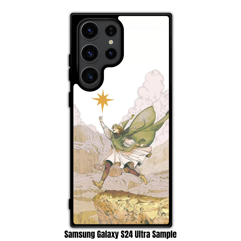 Witch Hat Atelier Coco Phone Case For iPhone Samsung Galaxy Pixel - Coco Leaping On Cliffside Reaching For Star On White Background