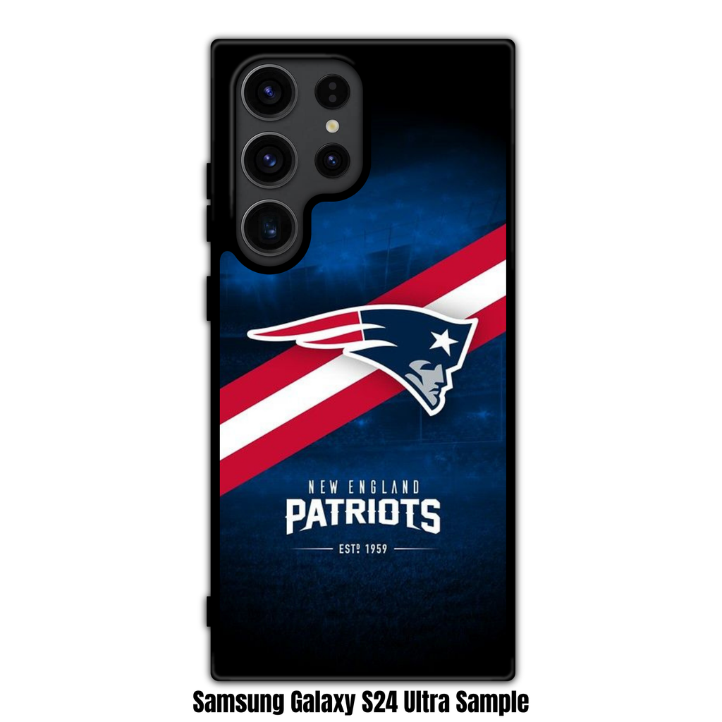 NFL New England Patriots Phone Case For iPhone Samsung Galaxy Pixel - New England Patriots Logo And Diagonal Stripe On Stadium Background