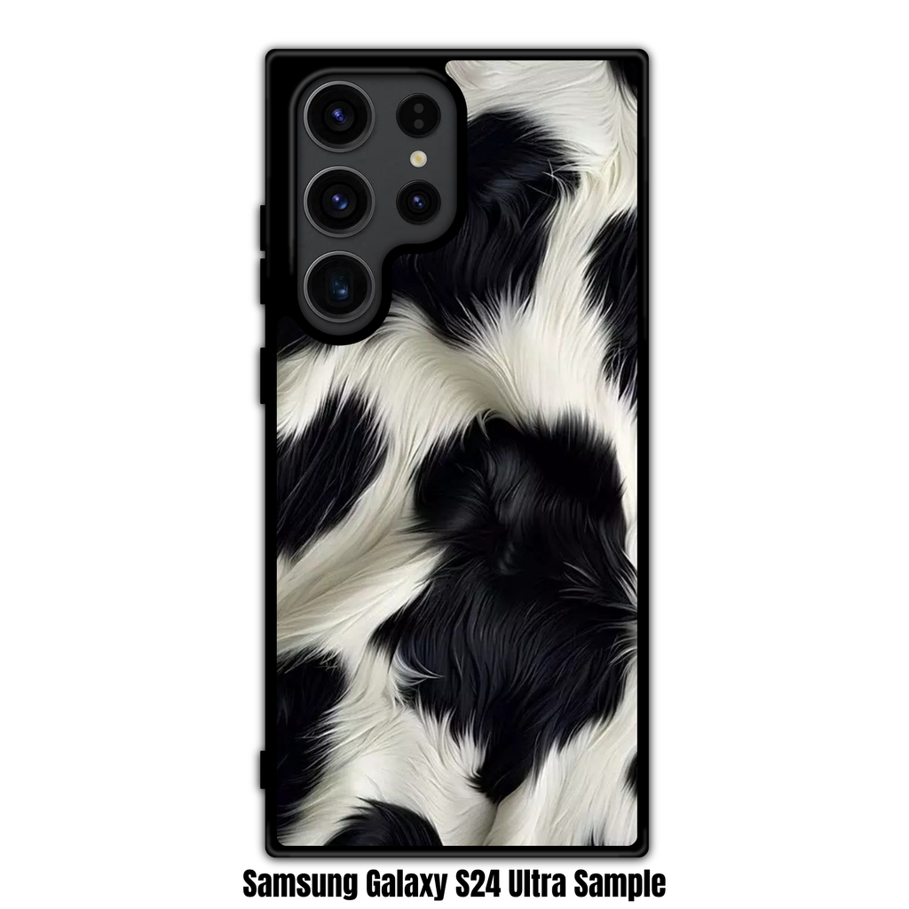 Animal Fur Pattern Phone Case For iPhone Samsung Galaxy Pixel - Black And White Cow Print Pattern
