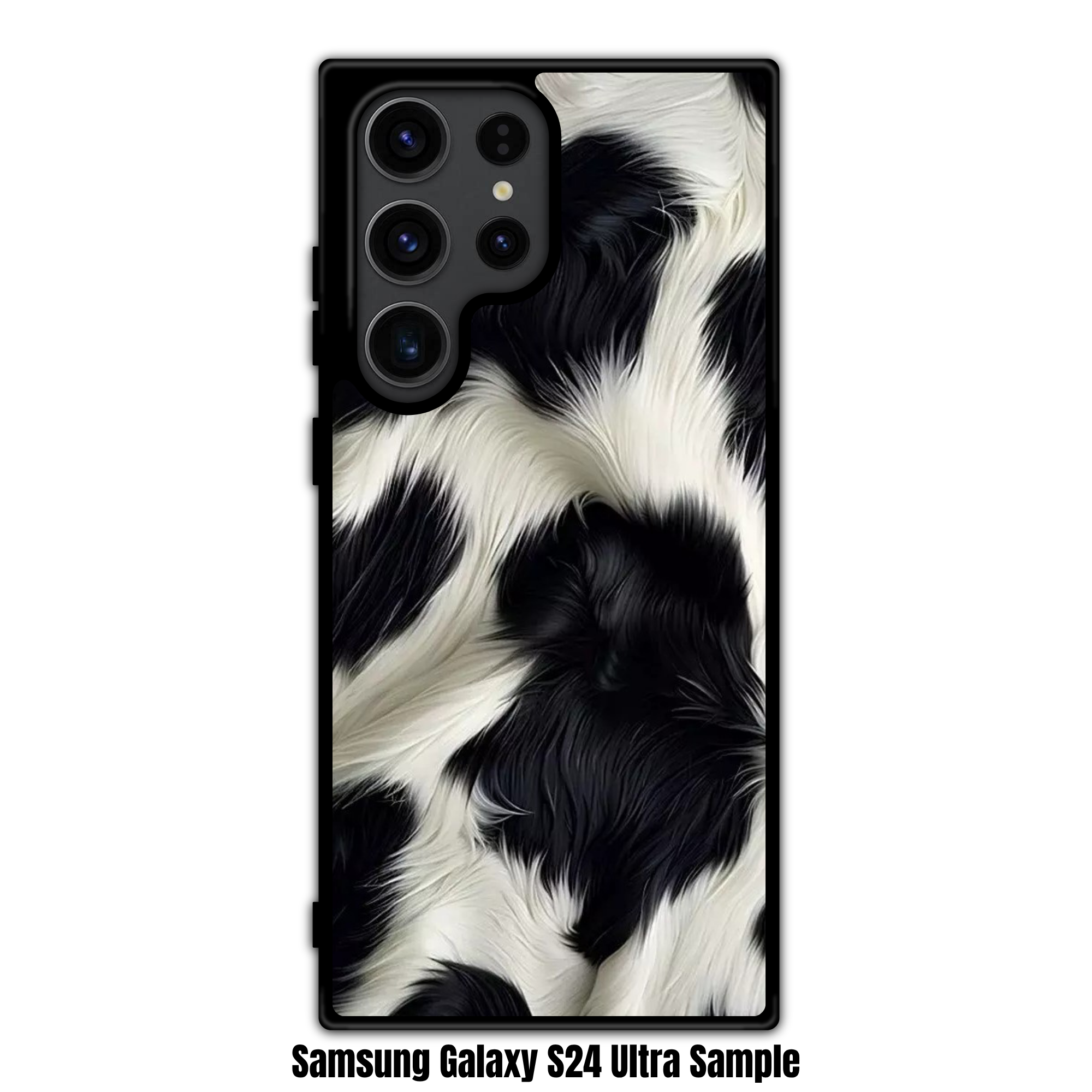 Animal Fur Pattern Phone Case For iPhone Samsung Galaxy Pixel - Black And White Cow Print Pattern