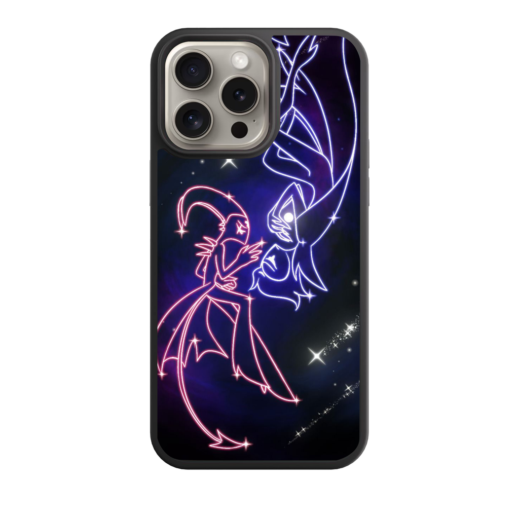 Helluva Boss Phone Case For iPhone Samsung Galaxy Pixel - Blitz And Stolas Neon Silhouette Poster