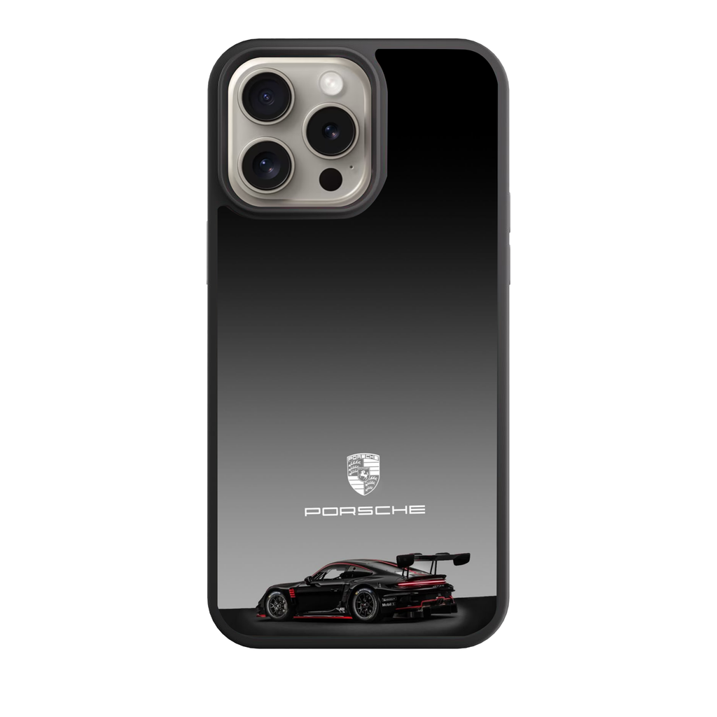 Porsche Phone Case For iPhone Samsung Galaxy Pixel - Porsche Logo And Porsche 911 GT3 R On Gradient Background