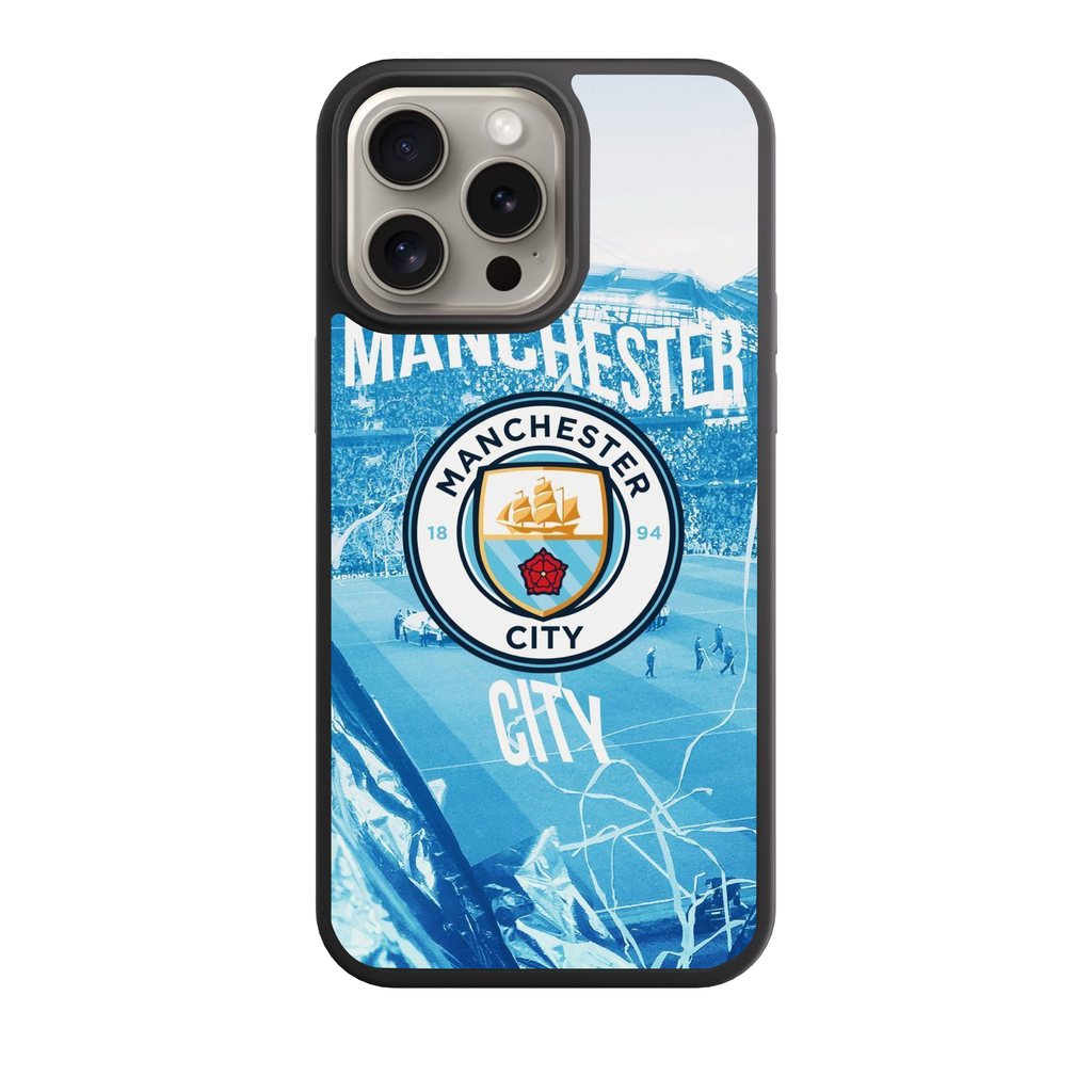 Manchester City FC Phone Case For iPhone Samsung Galaxy Pixel -  Manchester City FC Crest on Etihad Stadium Crowd Art