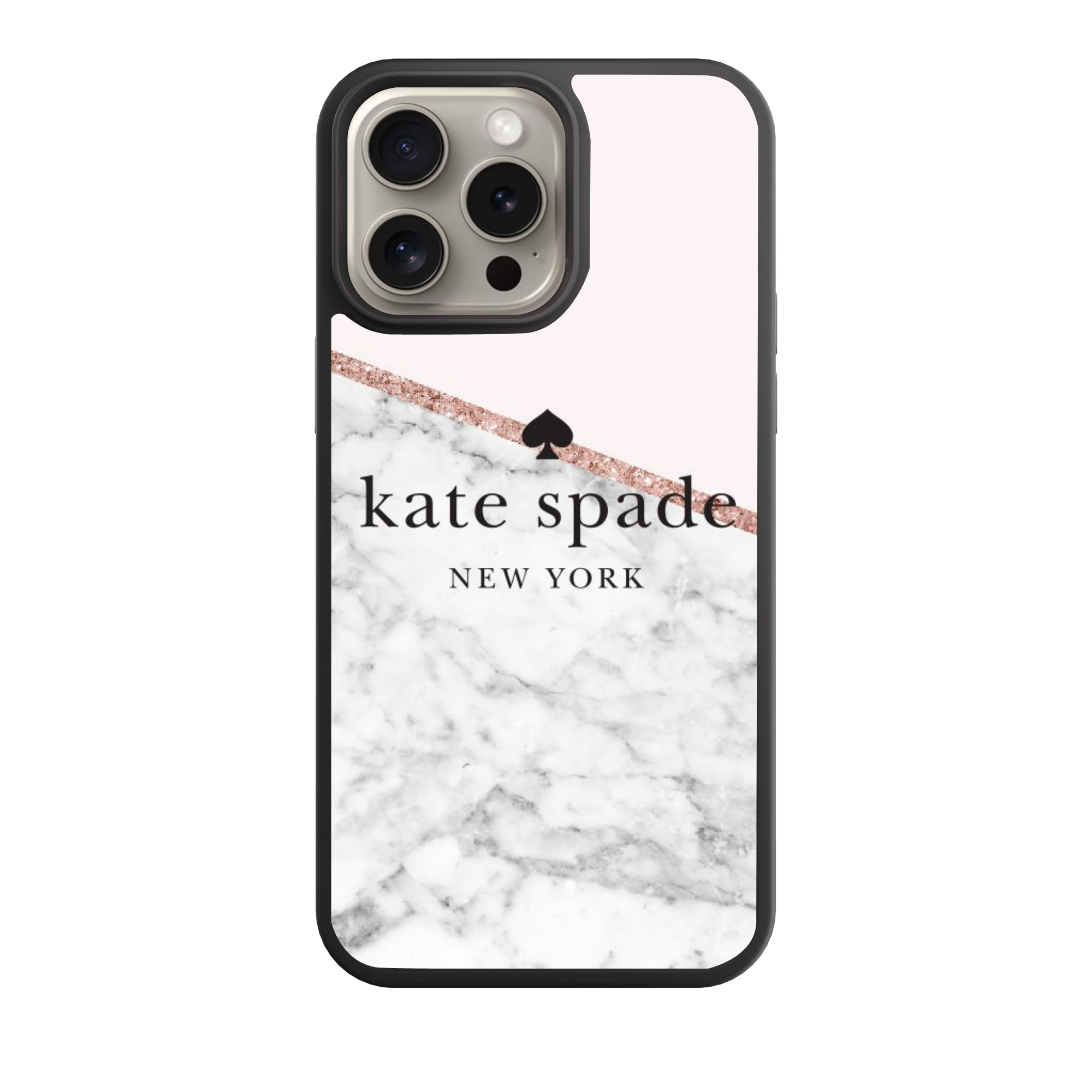 Kate Spade Phone Case For iPhone Samsung Galaxy Pixel - Kate Spade White Marble Pink Glitter