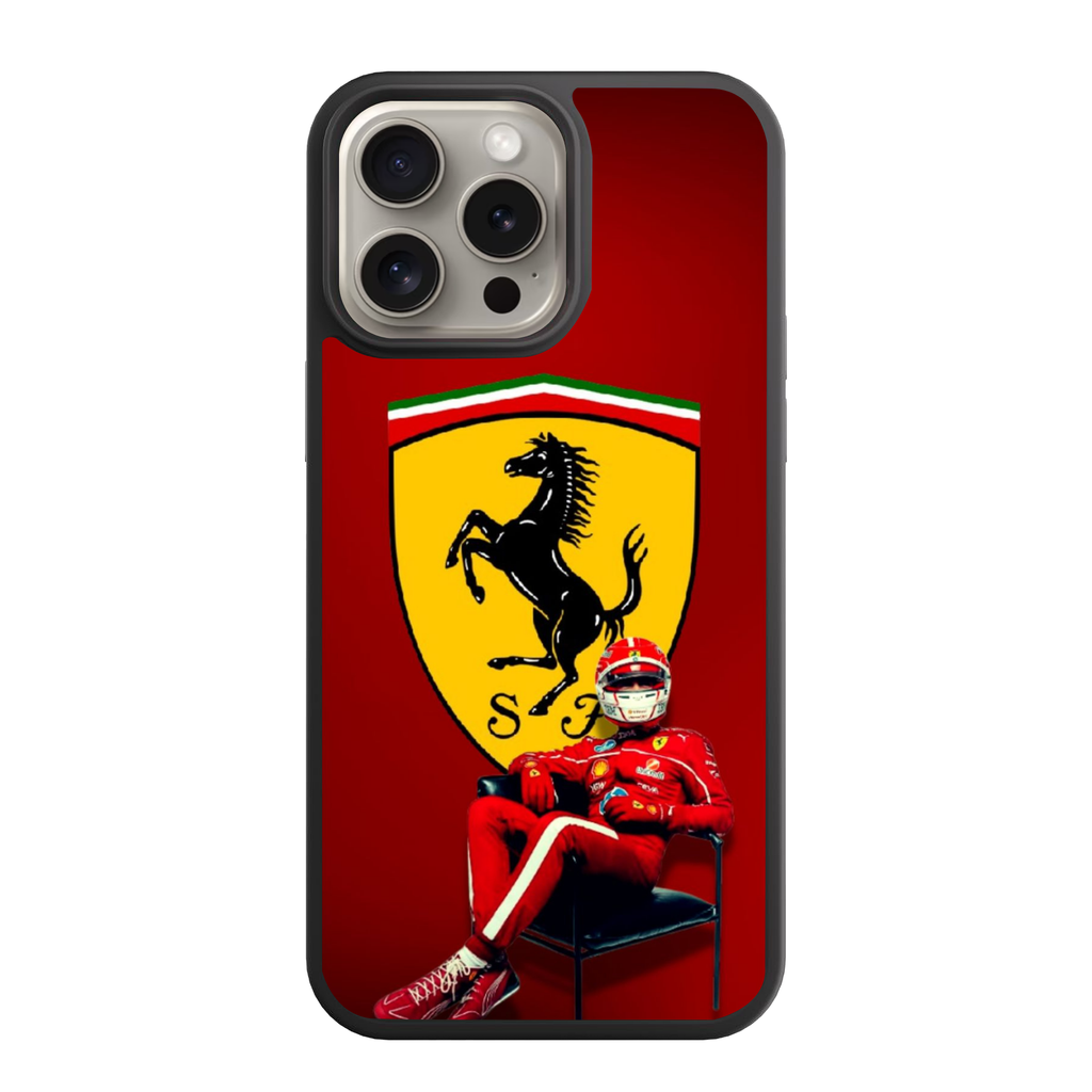F1 Formula 1 Charles Leclerc Phone Case For iPhone Samsung Galaxy Pixel - Charles Leclerc And Ferrari Logo On Red Background