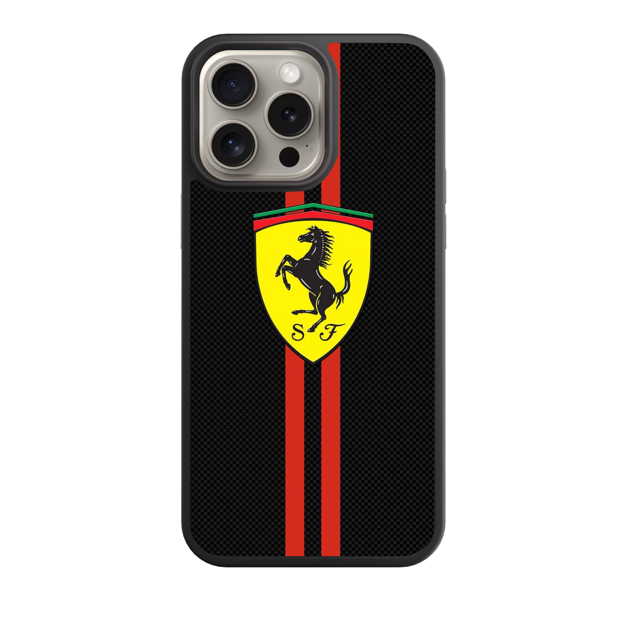 F1 Formula 1 Ferrari Phone Case For iPhone Samsung Galaxy Pixel - Ferrari Logo On Black Textured Background