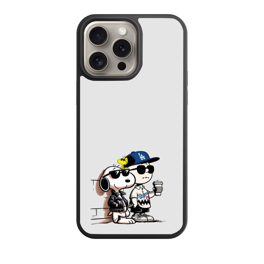 Peanuts Snoopy Phone Case For iPhone Samsung Galaxy Pixel - Peanuts Snoopy And Charlie Brown Dodgers On White Background