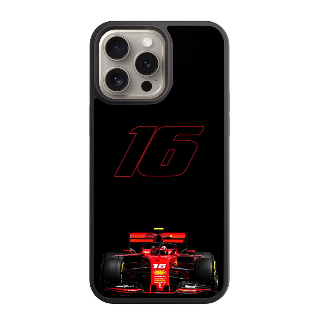 F1 Formula 1 Charles Leclerc Phone Case For iPhone Samsung Galaxy Pixel - Charles Leclerc Car And Outlined Number On Black Background